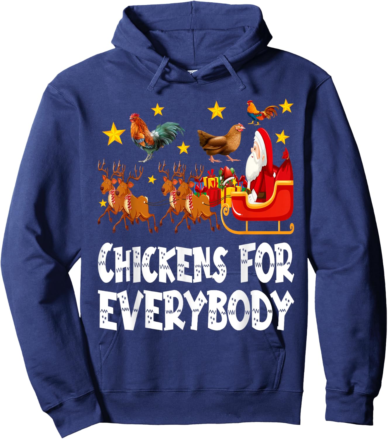 Chickens For Everybody Christmas Chicken Funny Xmas Santa Hoodie - Hoodie | Navy