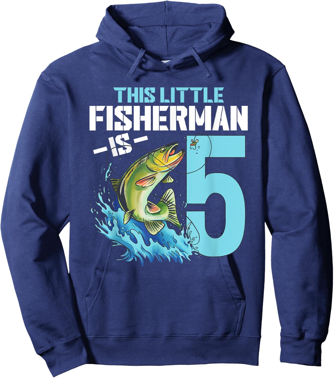 Fishing Birthday Shirt 5 Year Old Boy Fisher 5th Bday Kids Hoodie - Hoodie | Navy