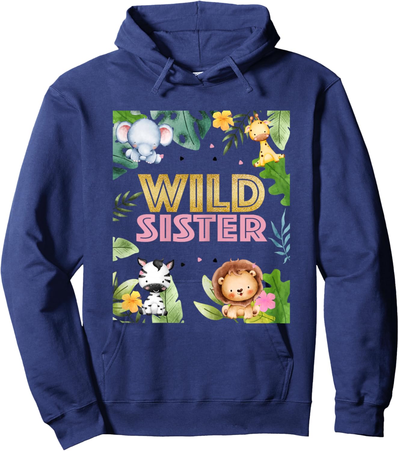 Sister 2nd Birthday Two Wild Second Bday Animal Party Hoodie - Hoodie | Navy