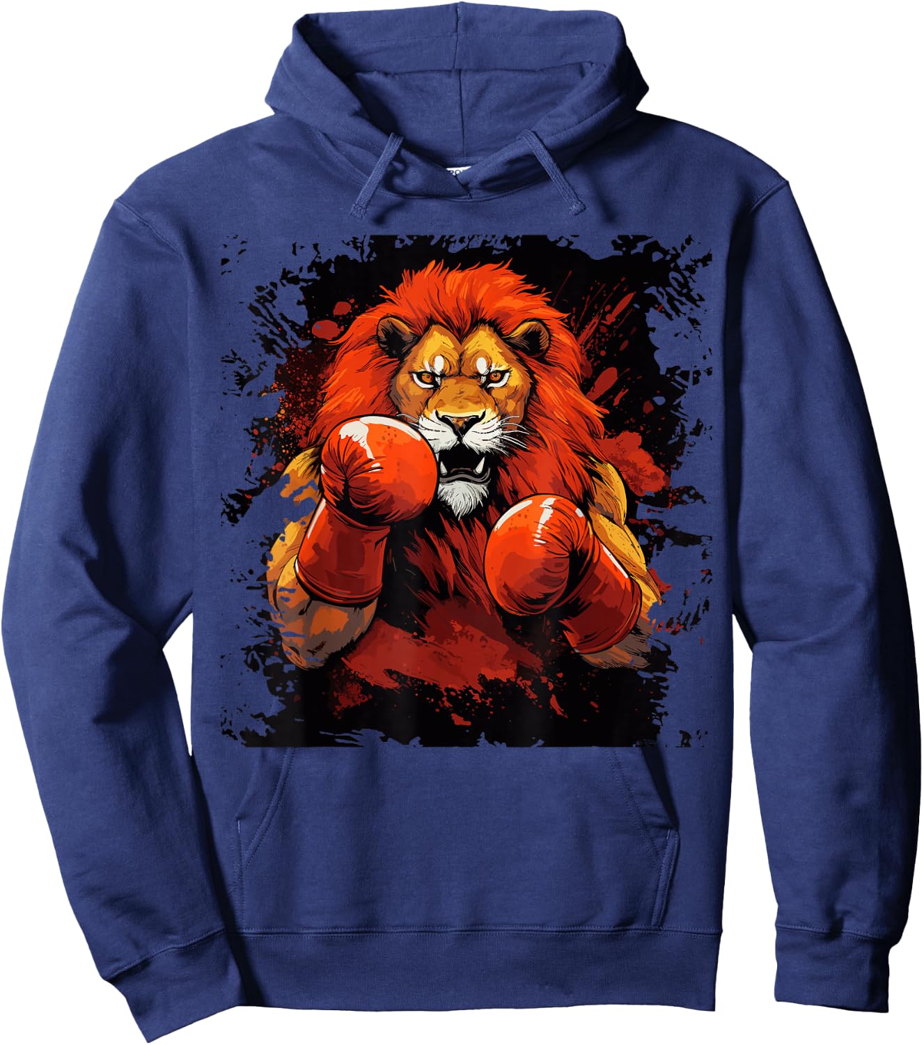 Vintage Boxing Lion Boxer With Sport Boxing Gloves Hoodie - Hoodie | Navy