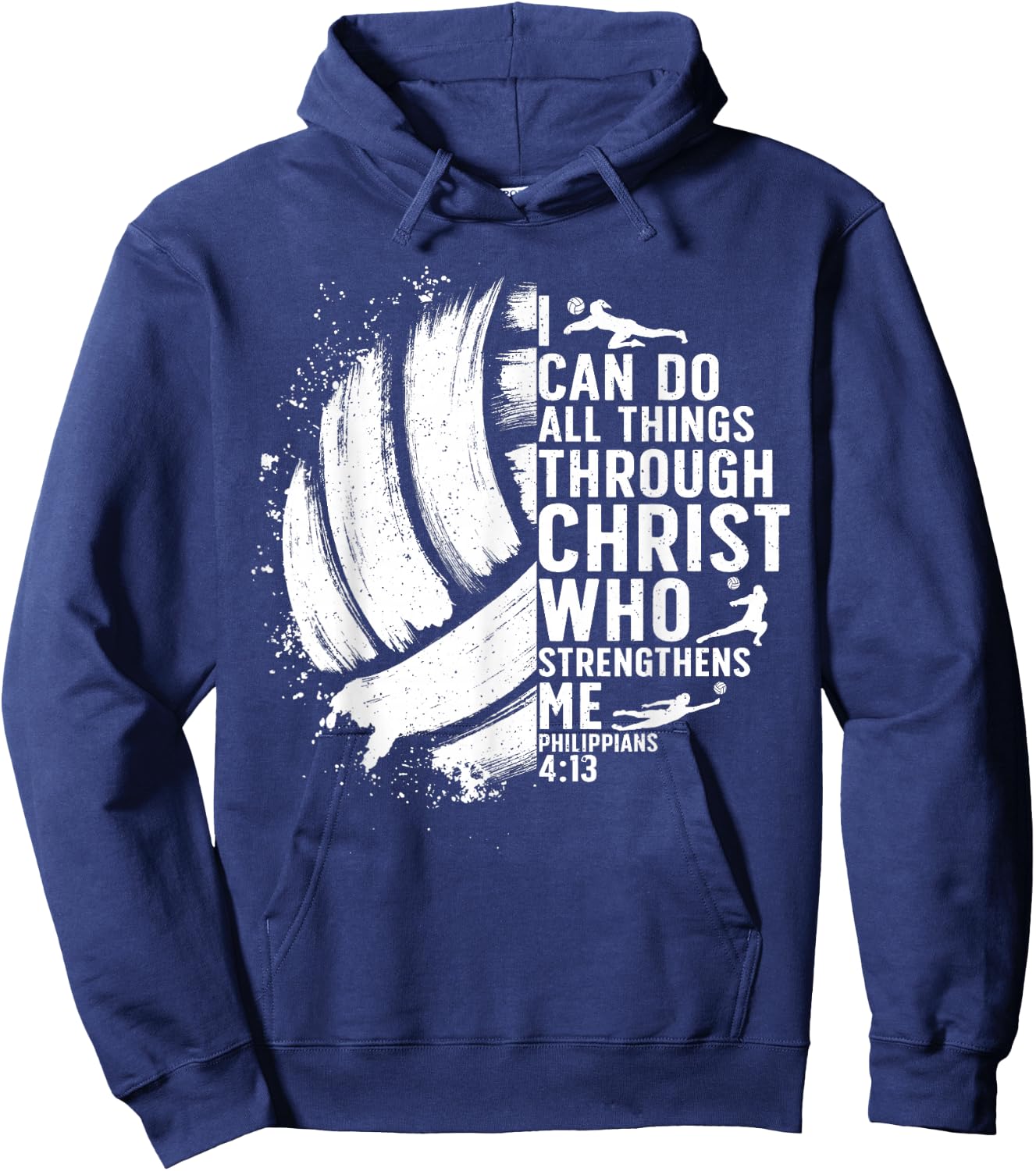 Funny Volleyball Christian Design Women Boys Girls Hoodie - Hoodie | Navy