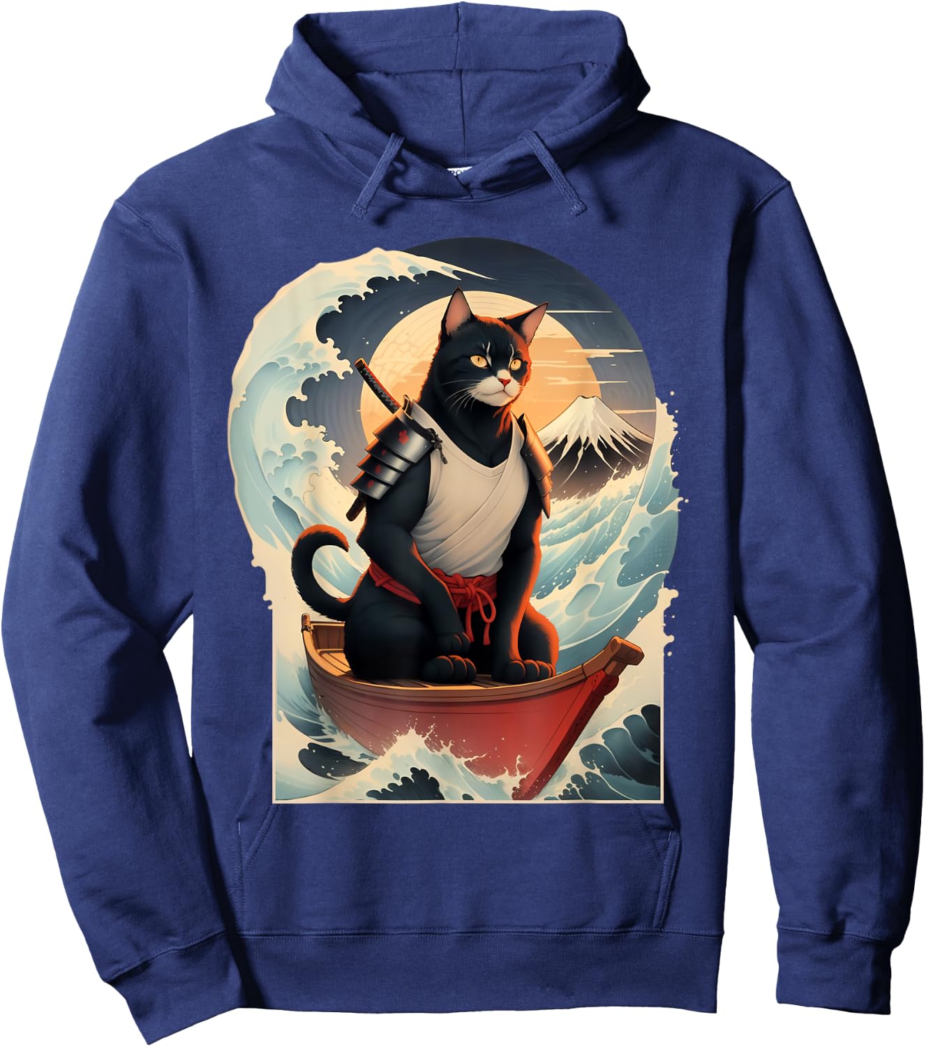 Japanese Samurai Cat Men Women Girls Kids Hoodie - Hoodie | Navy