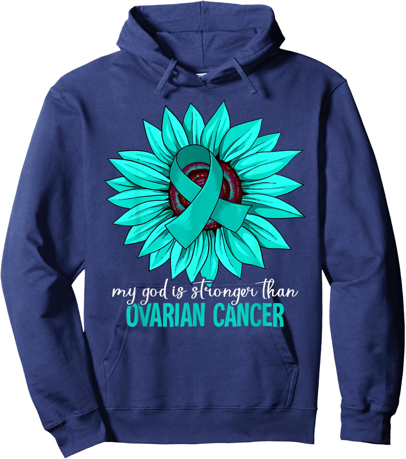 Ovarian Cancer Awareness Gift -Youth Awareness Black Small Modern Round Collar Short Sleeve Classic Fit Hoodie - Hoodie | Navy