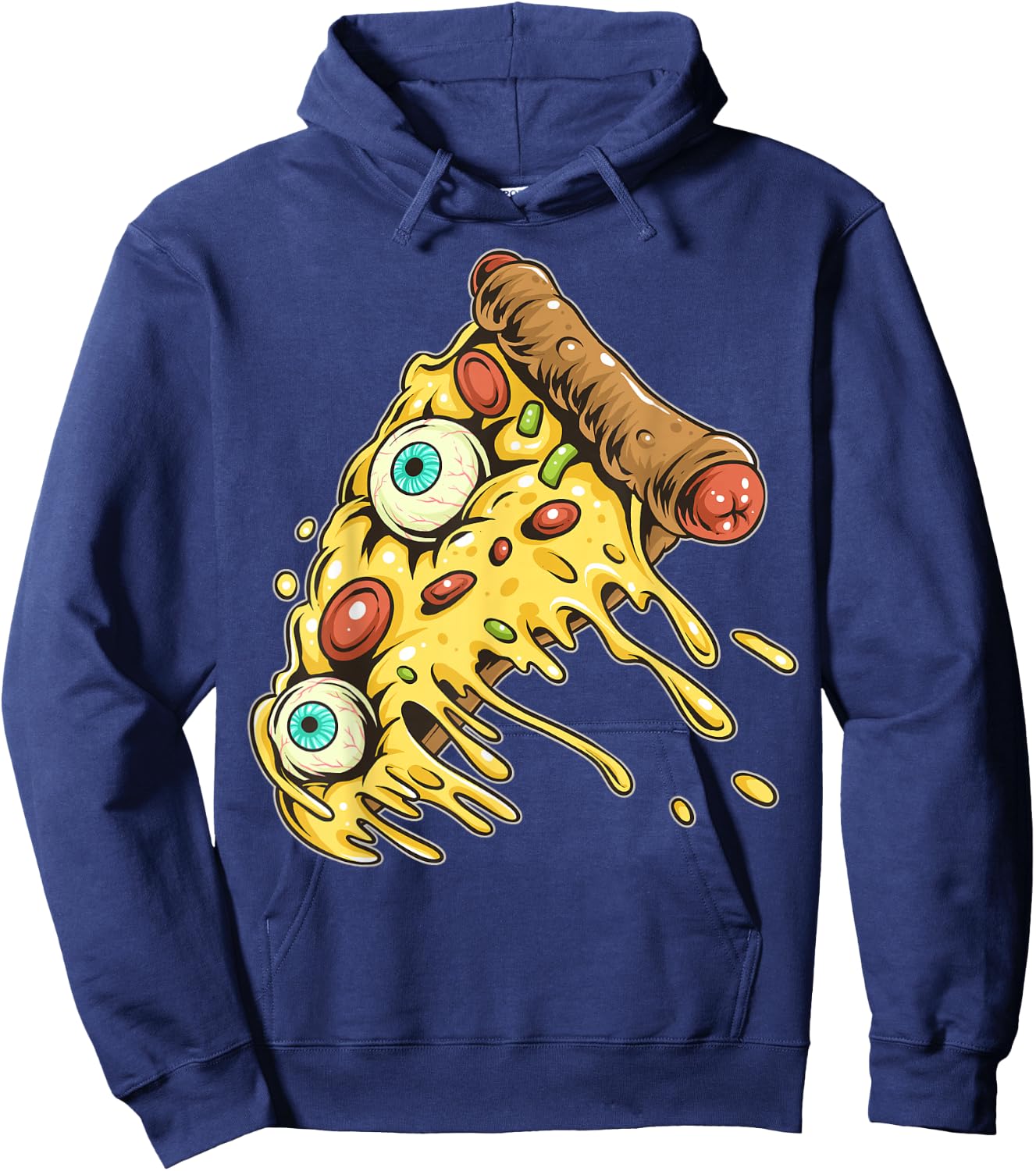 Horrible Eyeball Pizza For Halloween Night World Food Day Hoodie - Hoodie | Navy