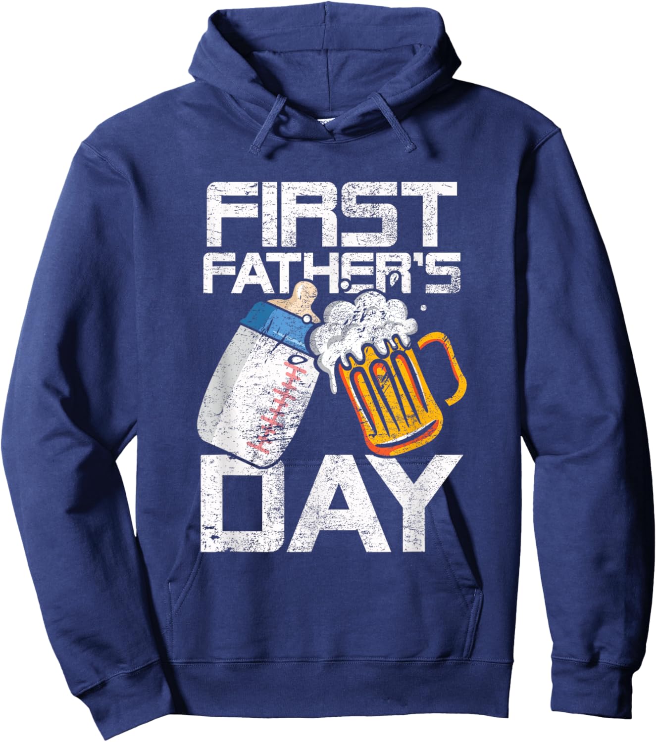 Beer Baby Bottle Daddy Dad Joke First Fathers Day Men Women Hoodie - Hoodie | Navy