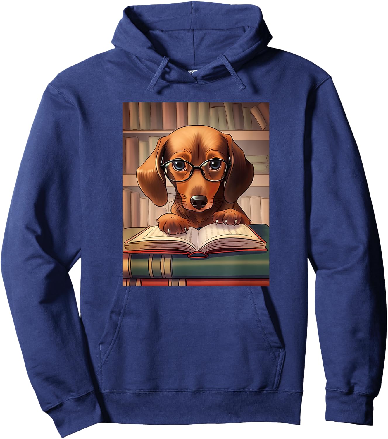 Dachshund Reading Funny Dog Book Lover Men Women Kids Hoodie - Hoodie | Navy