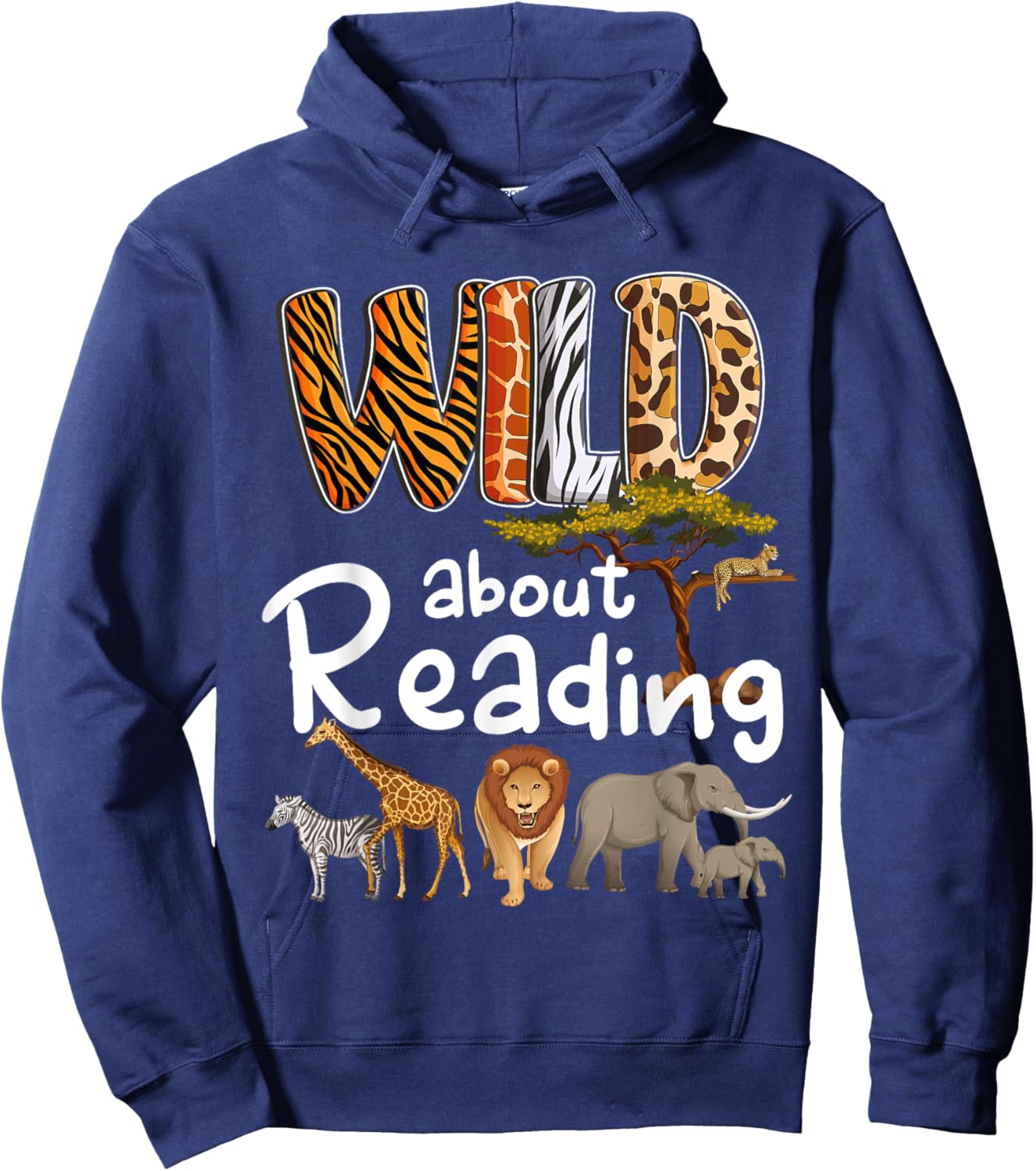 Wild About Reading Books Reader Lover Bookworm Librarian Men Hoodie - Hoodie | Navy