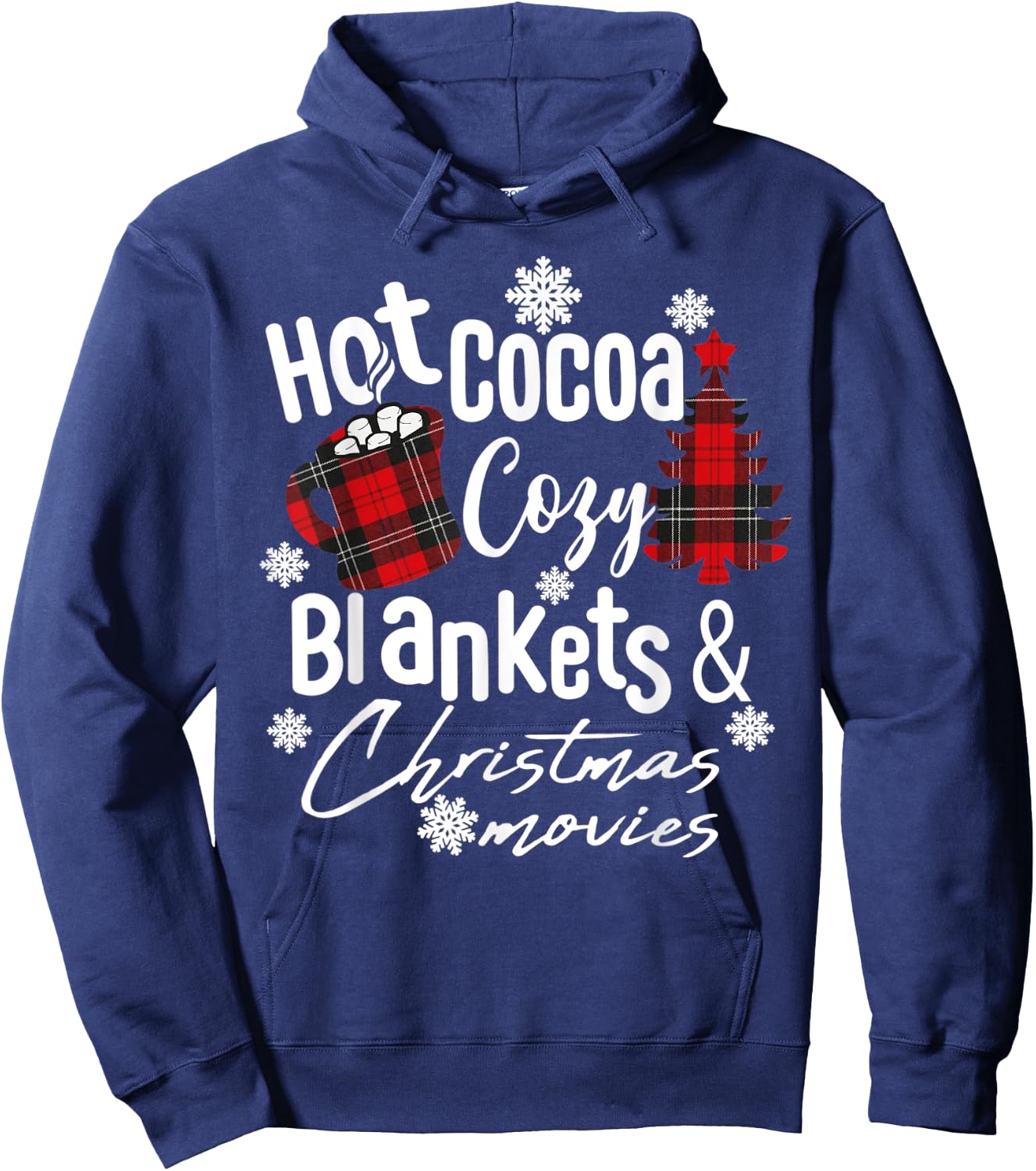 Hot Cocoa Warm Blankets and Christmas Movies Christmas tree Hoodie - Hoodie | Navy