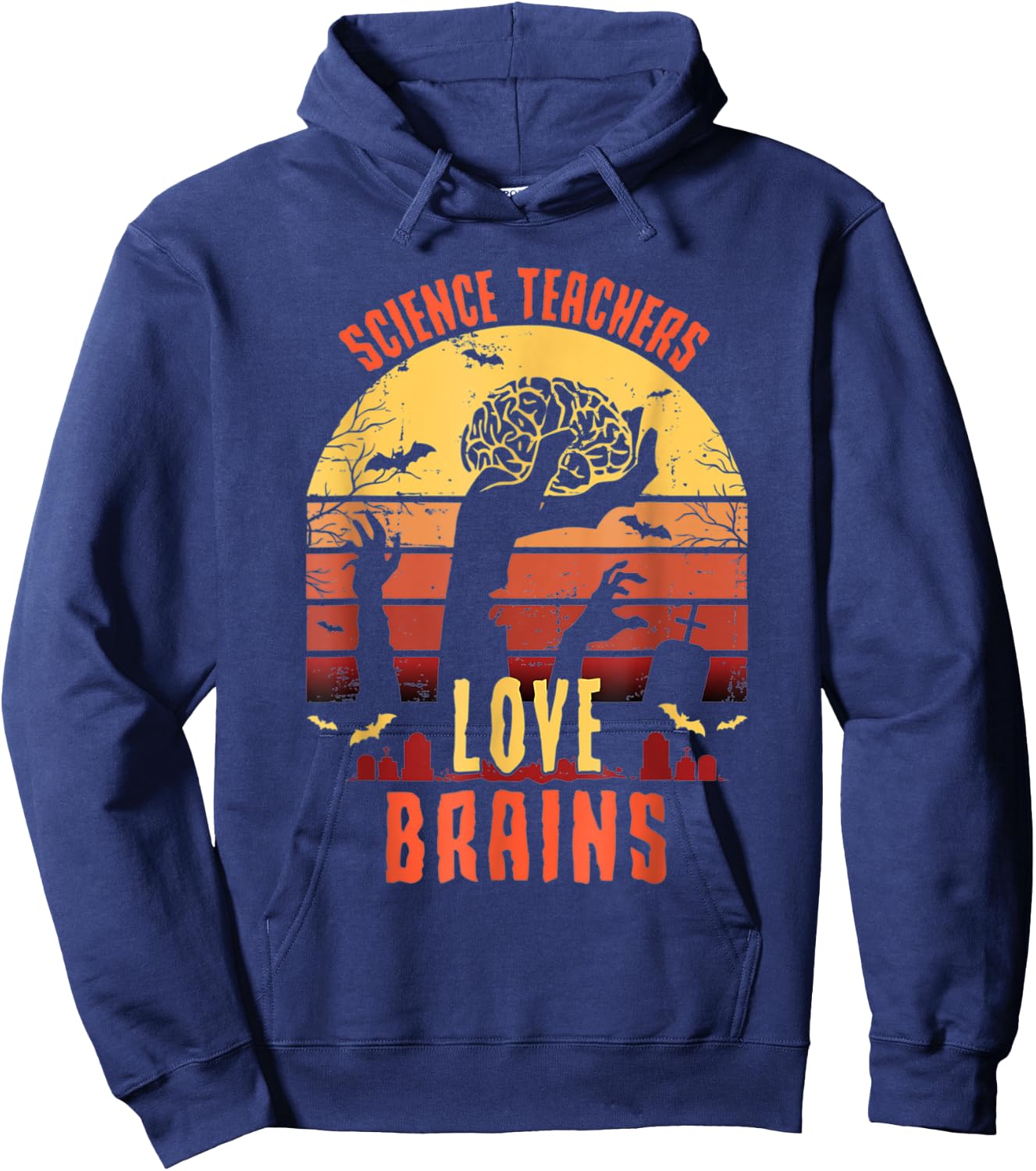 Science Teachers love brains Funny Teachers Halloween Hoodie - Hoodie | Navy