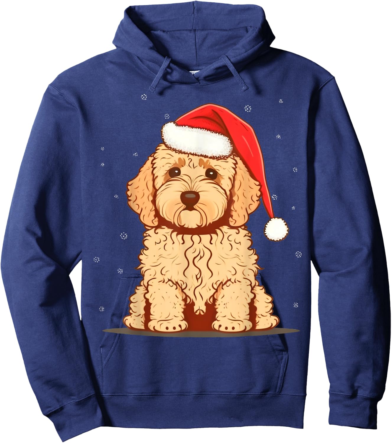 Xmas Golden Doodle Santa on Christmas Goldendoodle Hoodie - Hoodie | Navy
