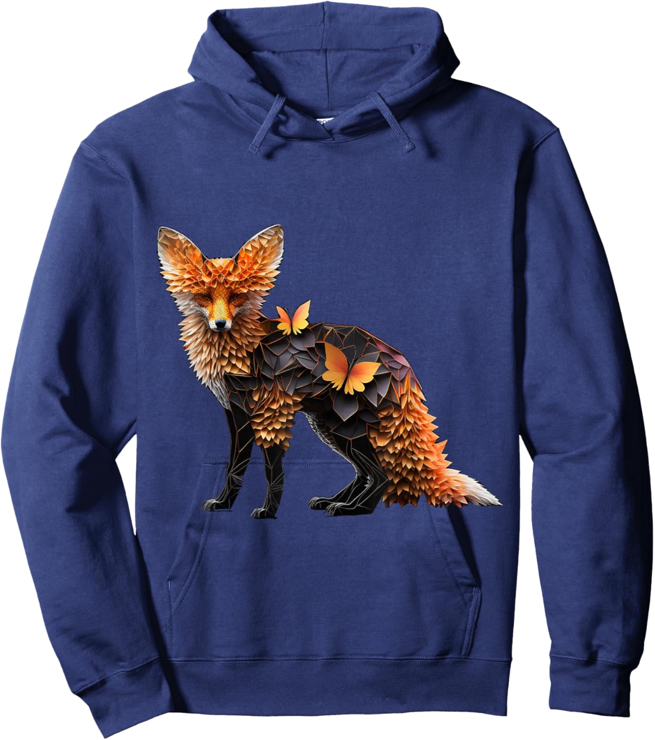 Fox Art Animal Lover Motif Animal Print Fox Hoodie - Hoodie | Navy