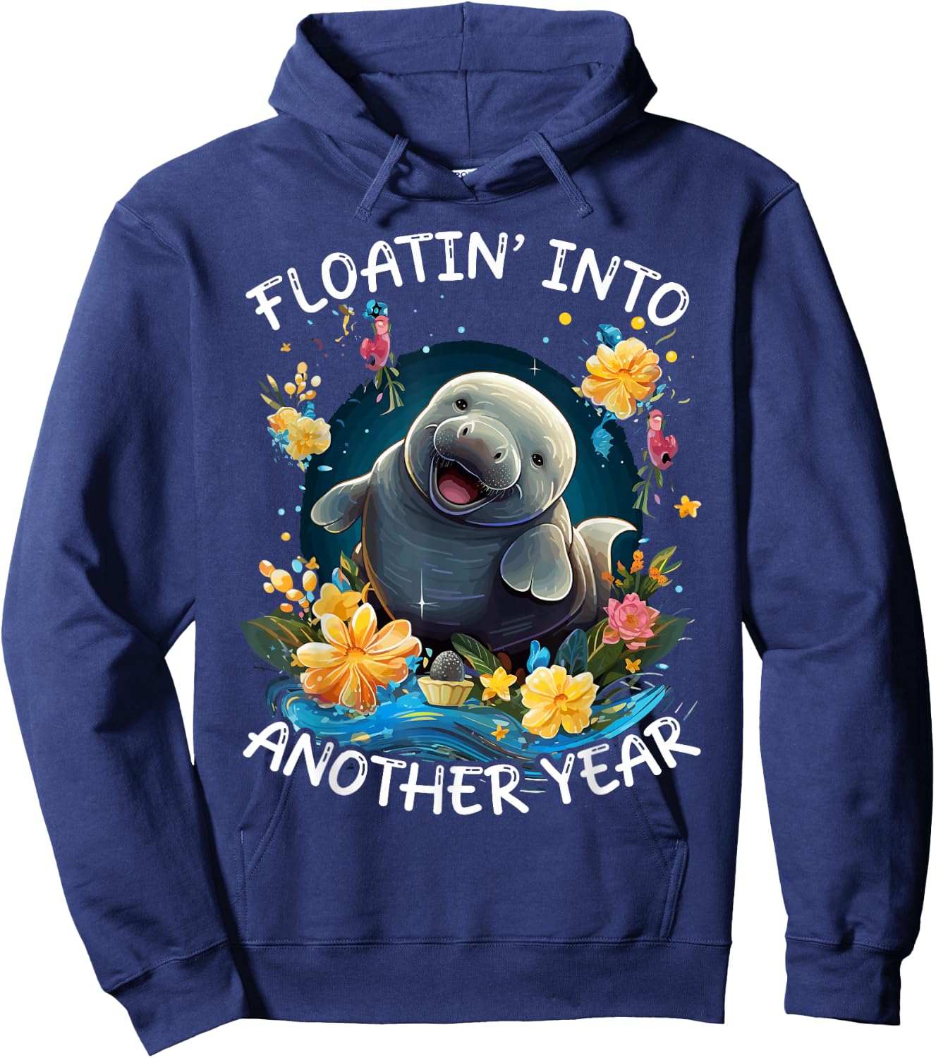 Manatee Birthday Celebrant Animal Floaty Potato Sea Cow Hoodie - Hoodie | Navy