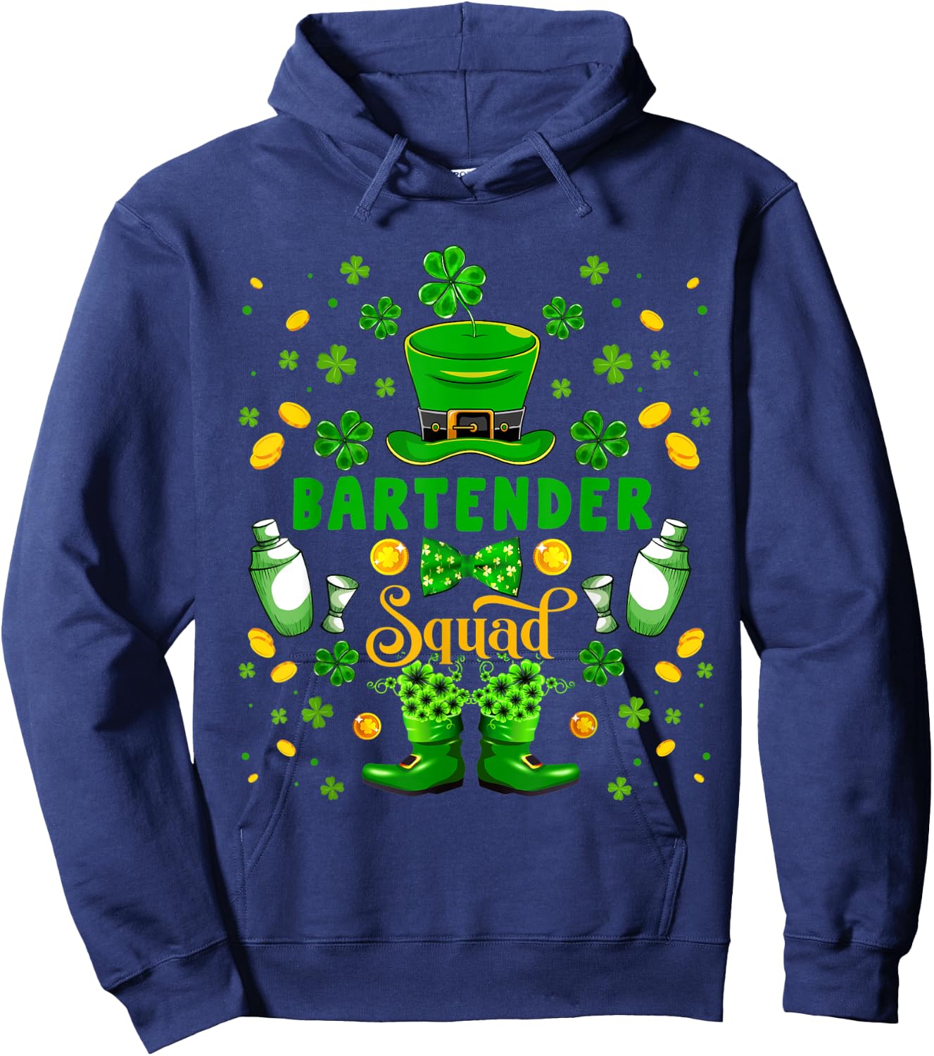 Bartender Squad St. Patrick's Day Shamrocks Costume Family Hoodie - Hoodie | Navy