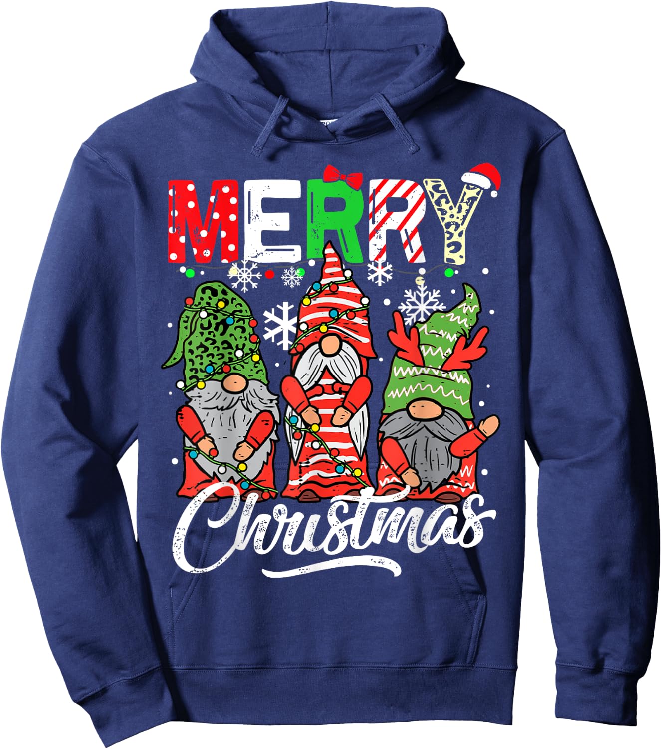 Merry christmas gnomes family pajamas matching women Hoodie - Hoodie | Navy