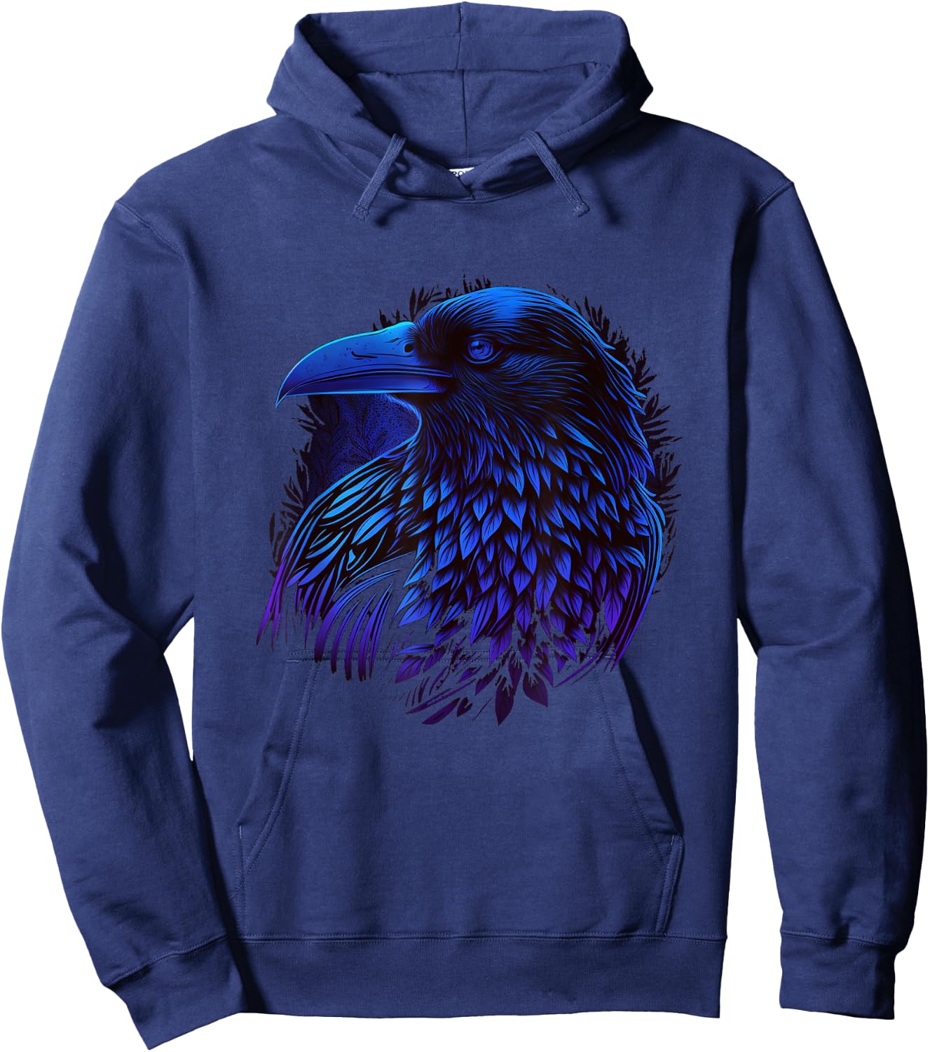 Raven Graphic Goth Black Crow Hoodie - Hoodie | Navy