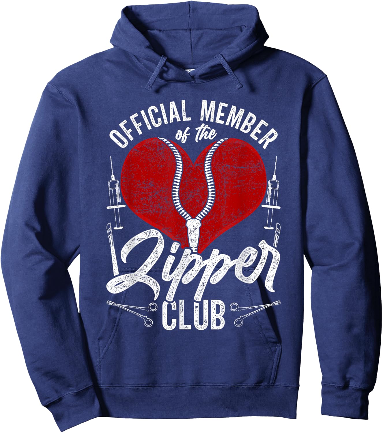 Official Member Of The Zipper Club Open Heart Surgery Hoodie - Hoodie | Navy