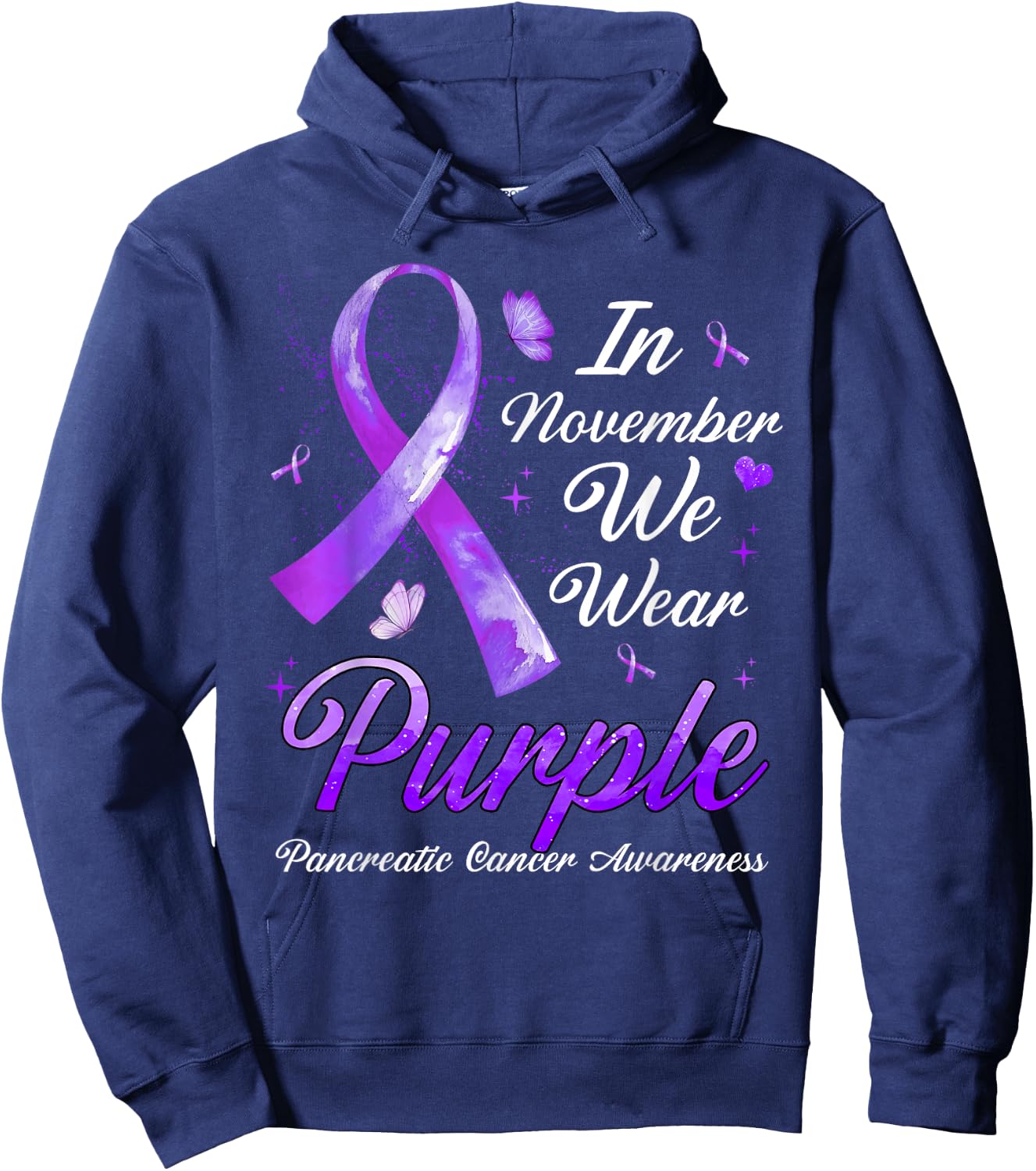 In November We Wear Purple Pancreatic Cancer Awareness Hoodie - Hoodie | Navy