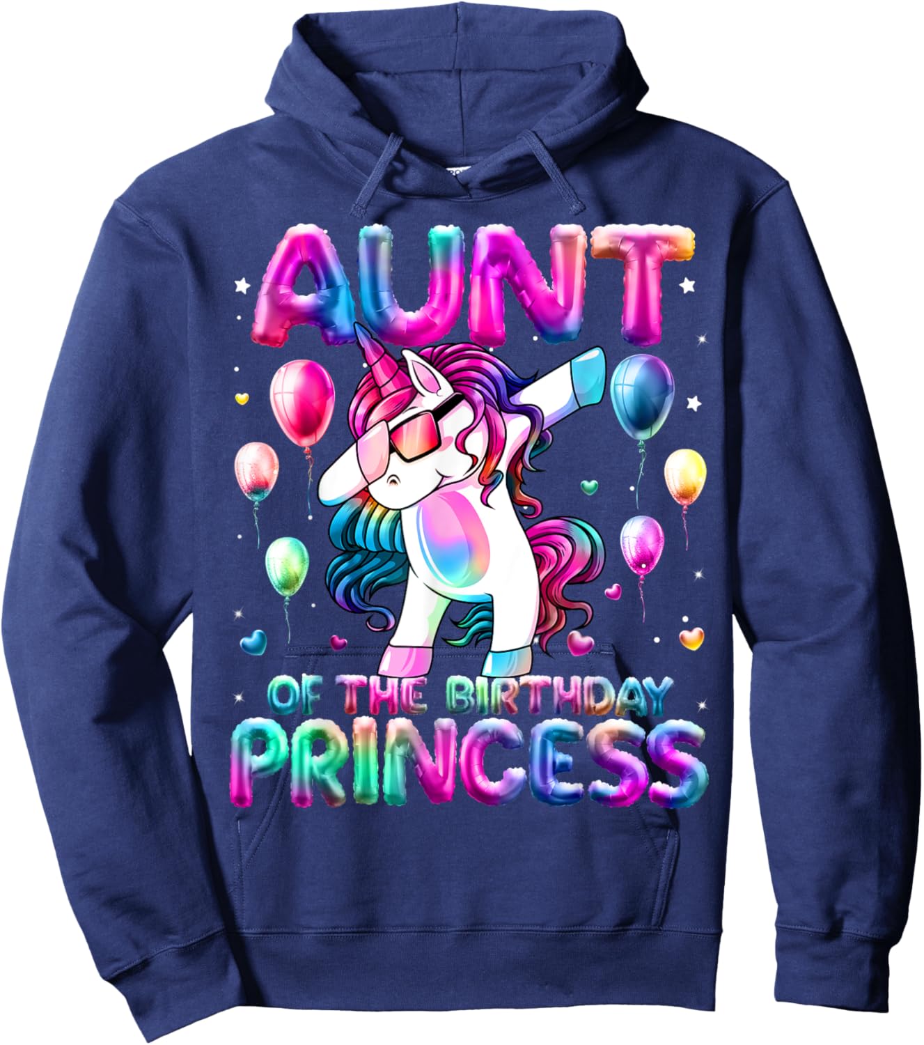 Auntie of the Birthday Princess Girl Flossing Unicorn Aunt Hoodie - Hoodie | Navy
