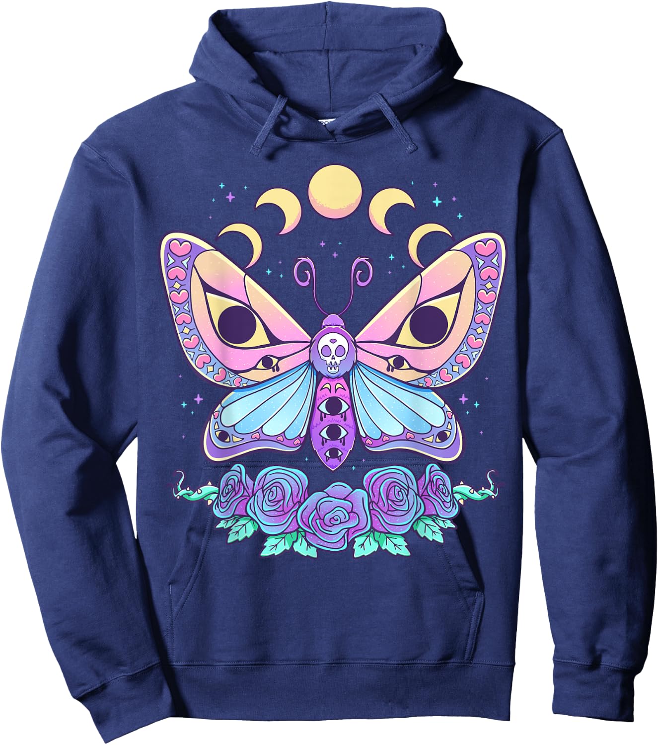Pastel Goth Creepy Butterfly Moth Kawaii Emo Cute Nu Goth Hoodie - Hoodie | Navy