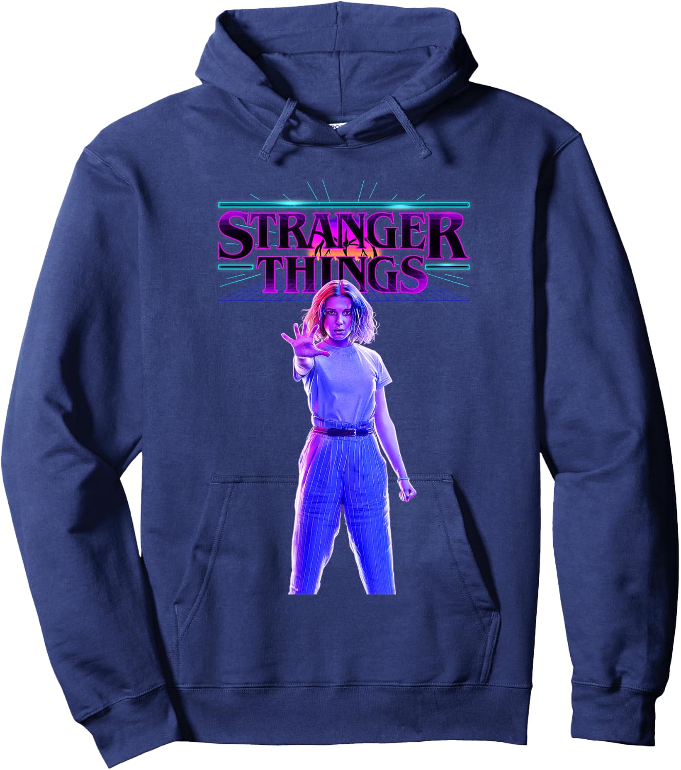 Stranger Things Retro Vintage Glow Gradient Eleven Portrait Hoodie - Hoodie | Navy