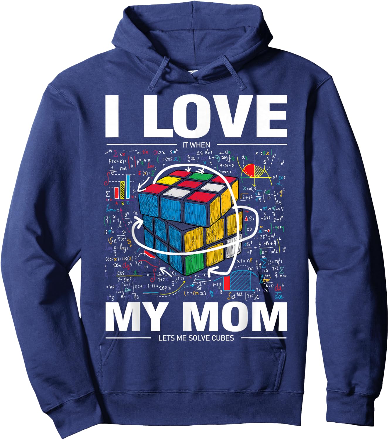 I Love It When My Mom Lets Me Solve Cubes Speedcubing Kids Hoodie - Hoodie | Navy