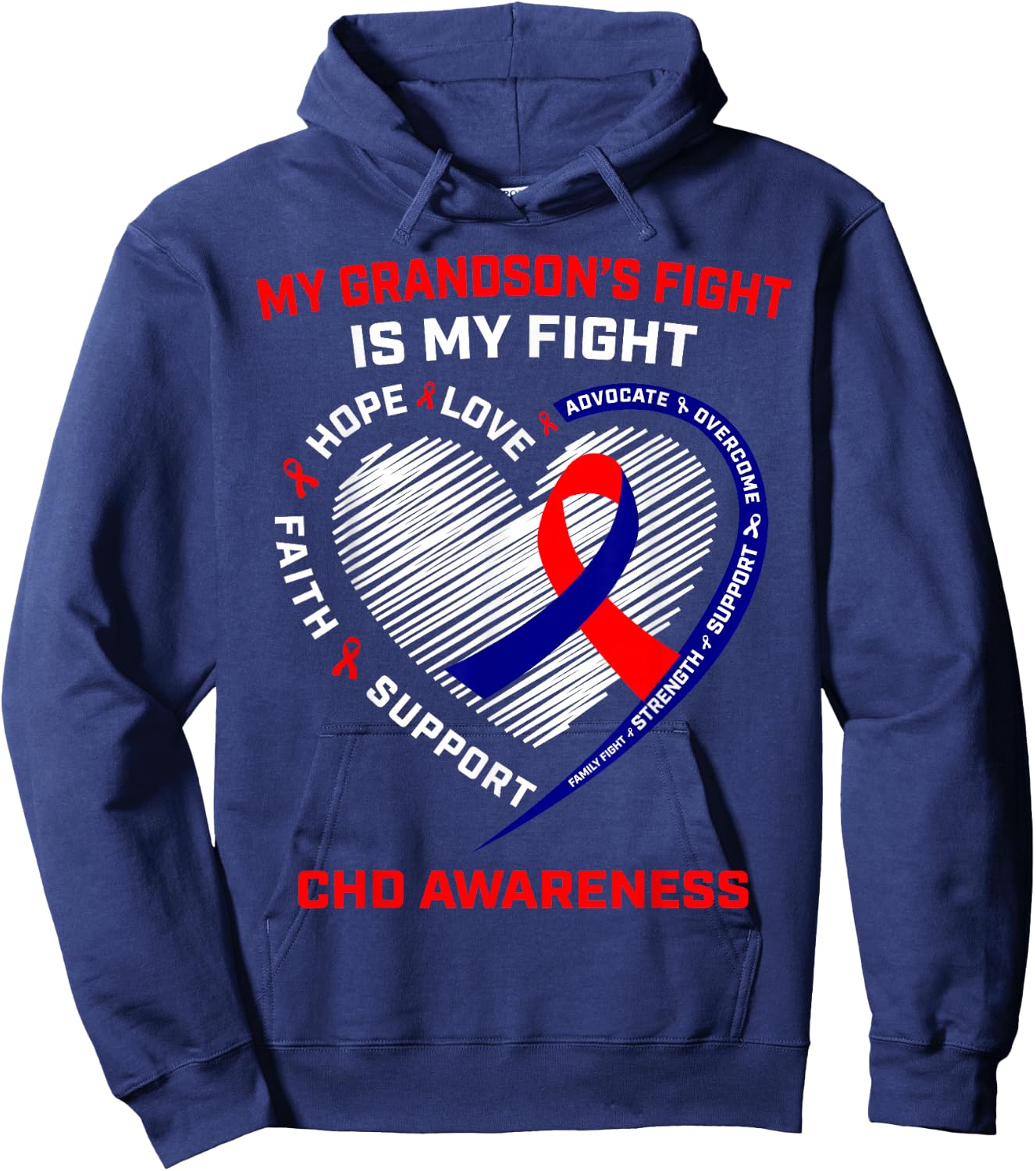 My Grandson's Fight is my Fight CHD Heart Disease Awareness Hoodie - Hoodie | Navy