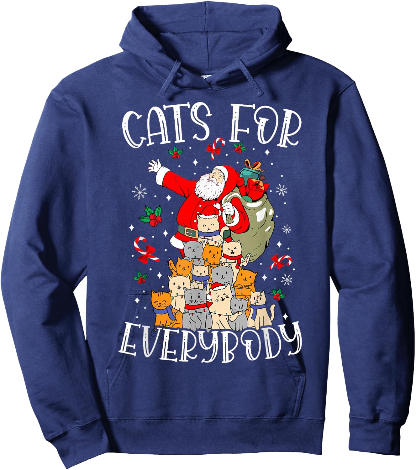 Cats For Everybody Ugly Christmas Cat Funny Xmas Hoodie - Hoodie | Navy