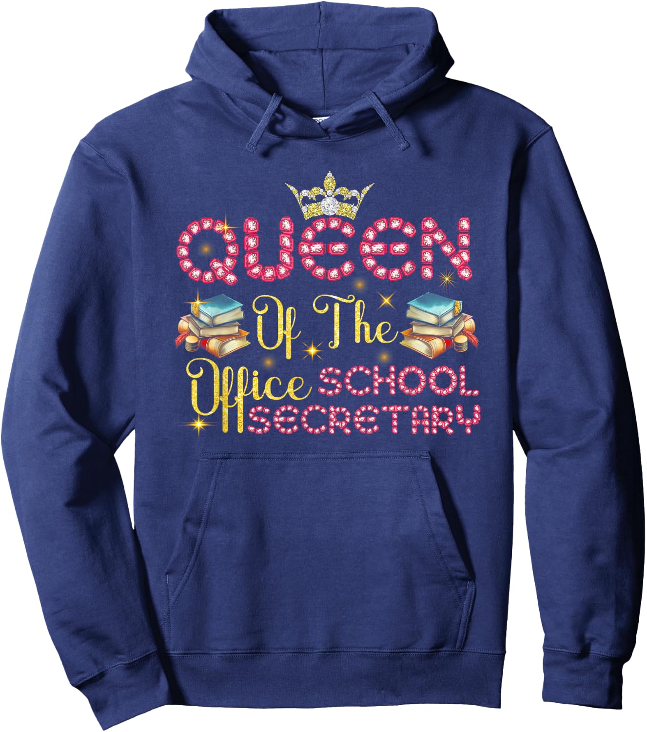 Women Queen of The Office School Secretary Administrative Hoodie - Hoodie | Navy