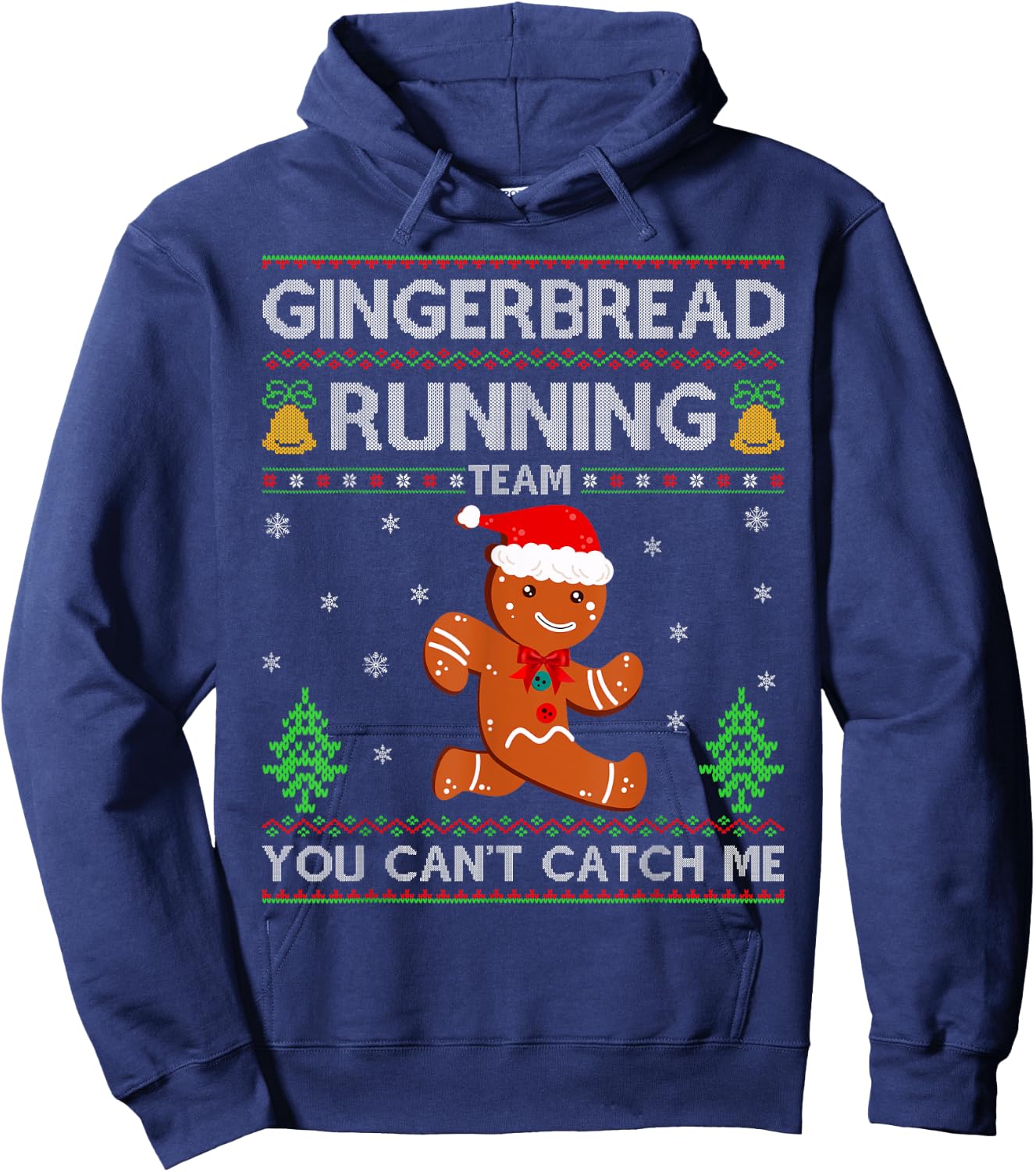 Ugly Xmas Sweater Gingerbread Running Team Christmas Hoodie - Hoodie | Navy