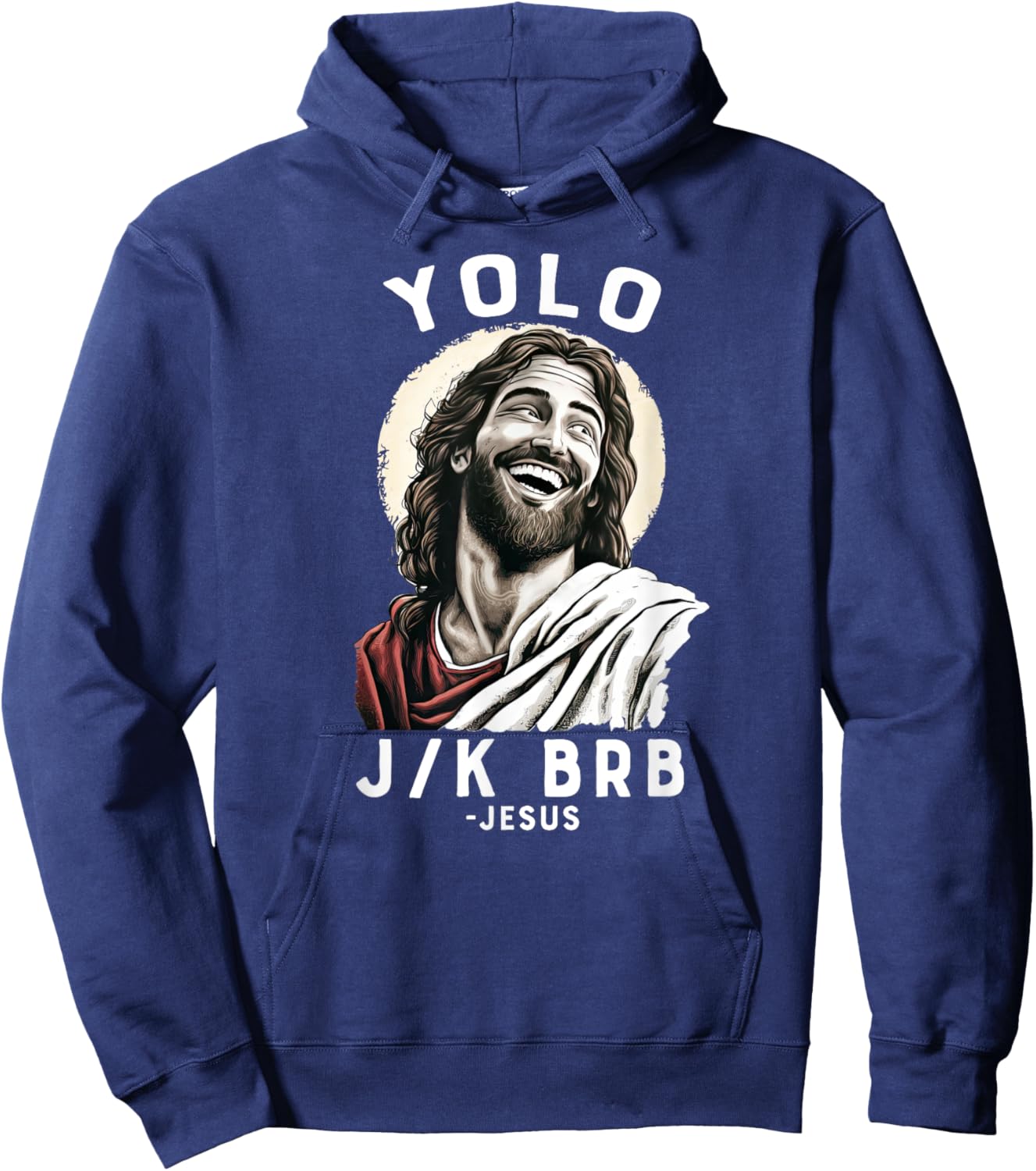 Team Jesus 28:6 Funny Christian Easter Jesus YOLO JK BRB - Black, Small Hoodie - Hoodie | Navy