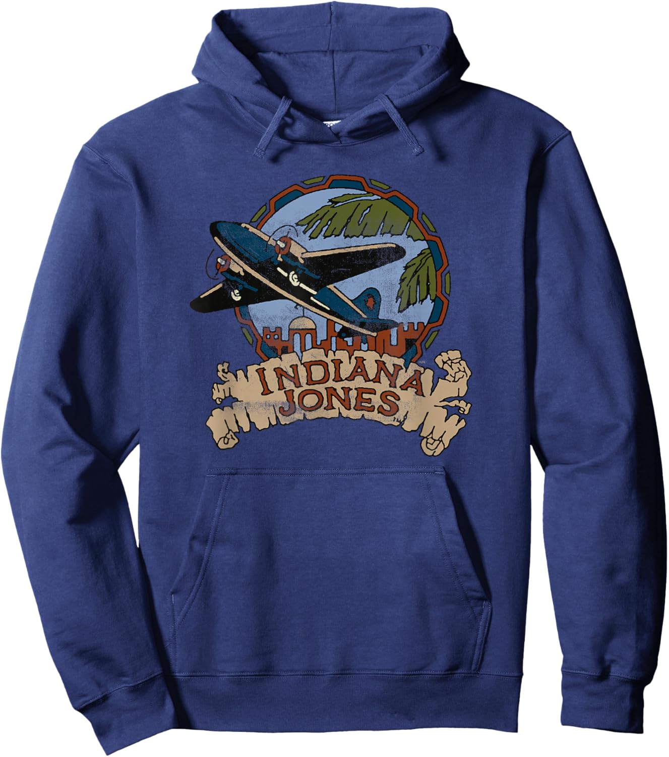 Lucasfilm Indiana Jones Adventure Plane Vintage Small Hoodie - Hoodie | Navy