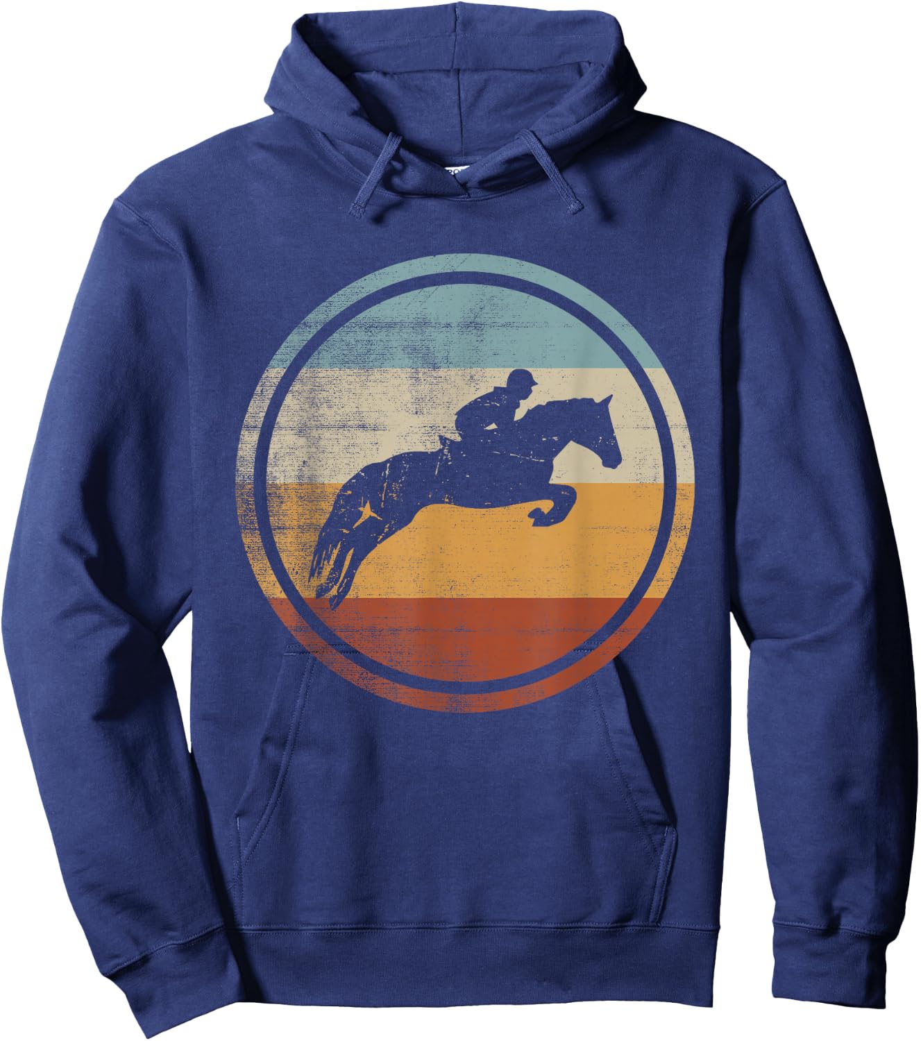 Retro Vintage Show Jumping Design Horse Rider Equestrian Hoodie - Hoodie | Navy