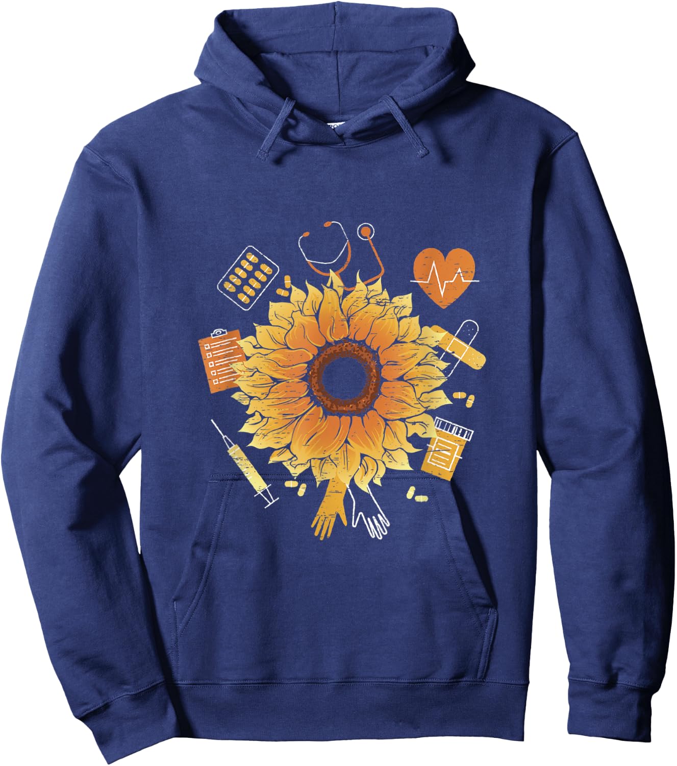 Sunflower Surgeon Treat Patient Hospital Scrub Nurse Hoodie - Hoodie | Navy