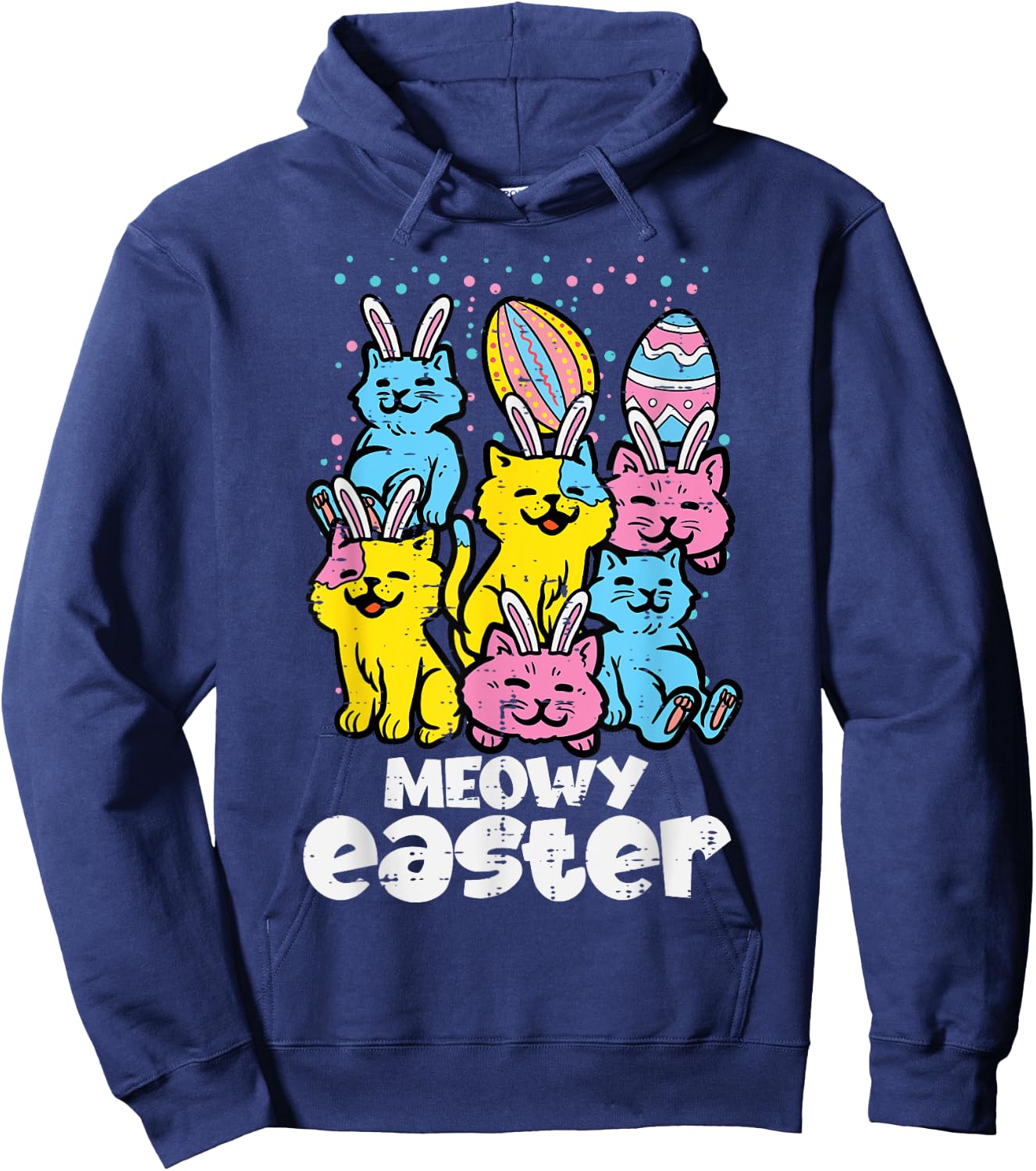 Meowy Easter Bunny Cats Spring Animal Pet Women Girls Kids Hoodie - Hoodie | Navy