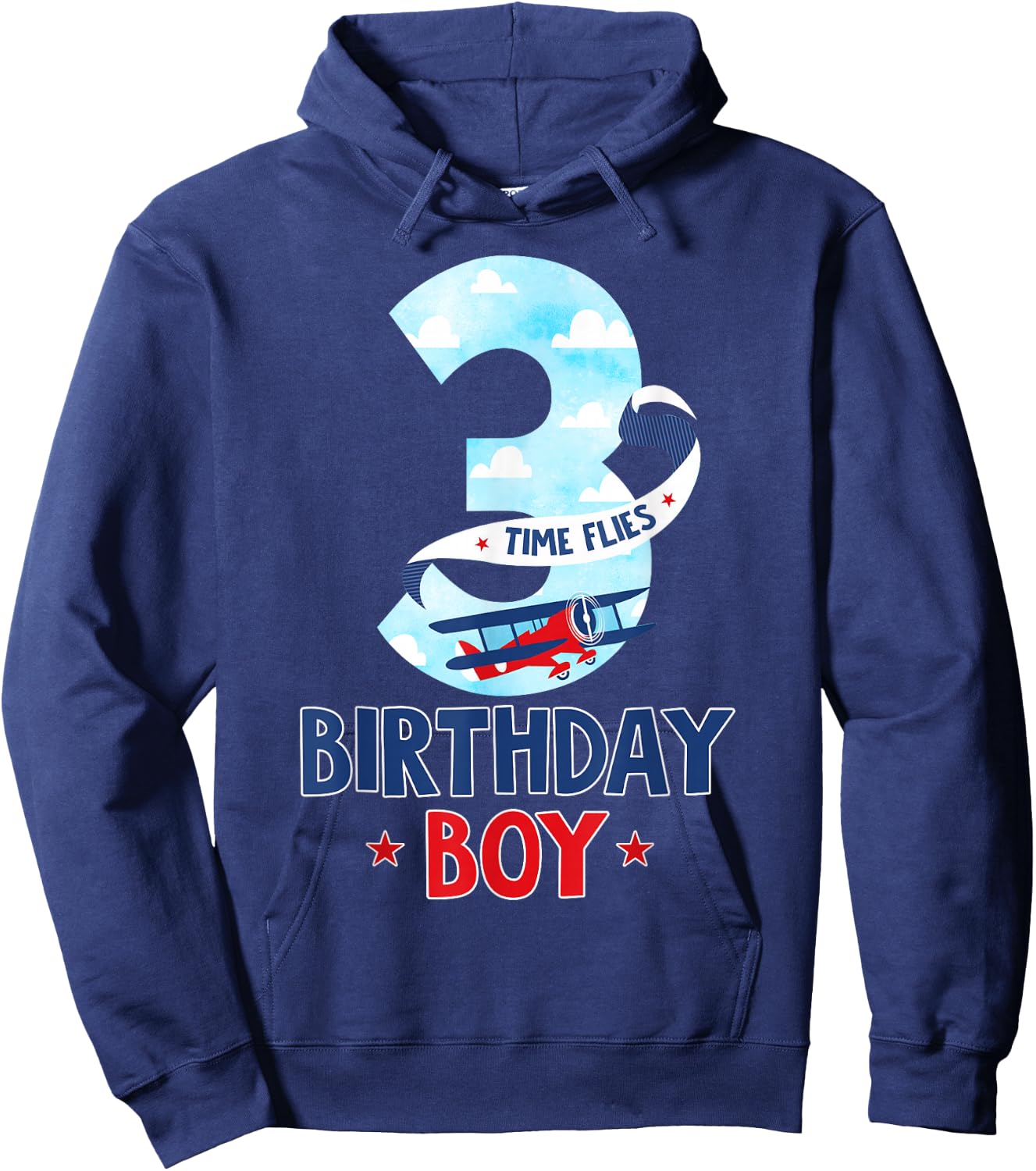 3 Year Old Birthday Outfit Boy Airplane Pilot 3rd Bday Hoodie - Hoodie | Navy