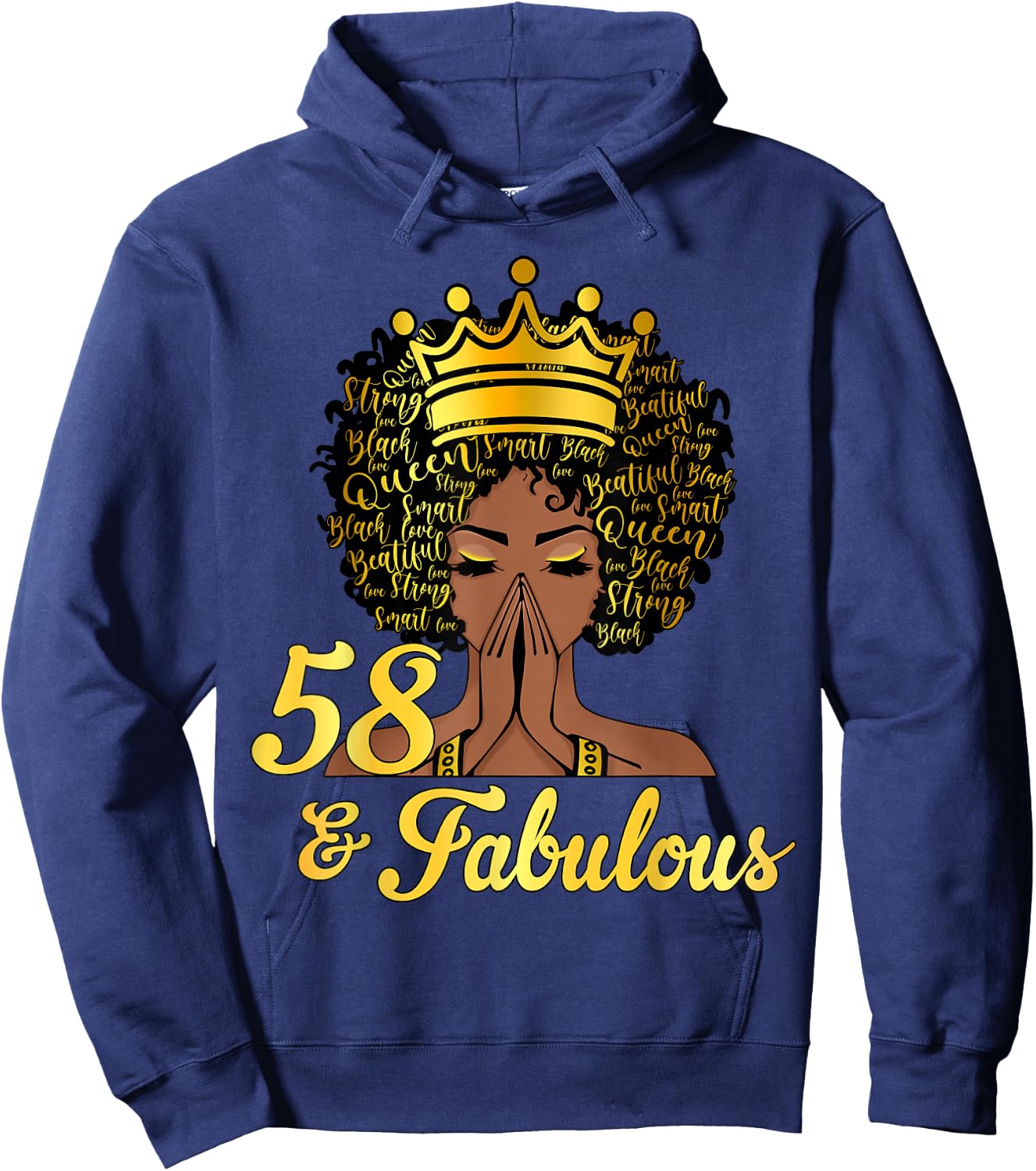 58 And Fabulous Happy 58th Birthday African American Women Hoodie - Hoodie | Navy