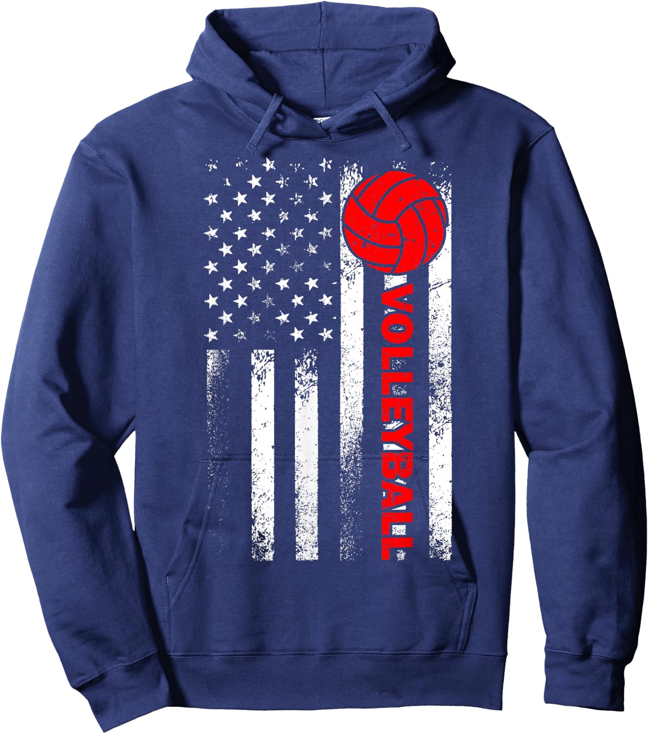 Funny Volleyball Design Women USA Patriotic Athlete Hoodie - Hoodie | Navy