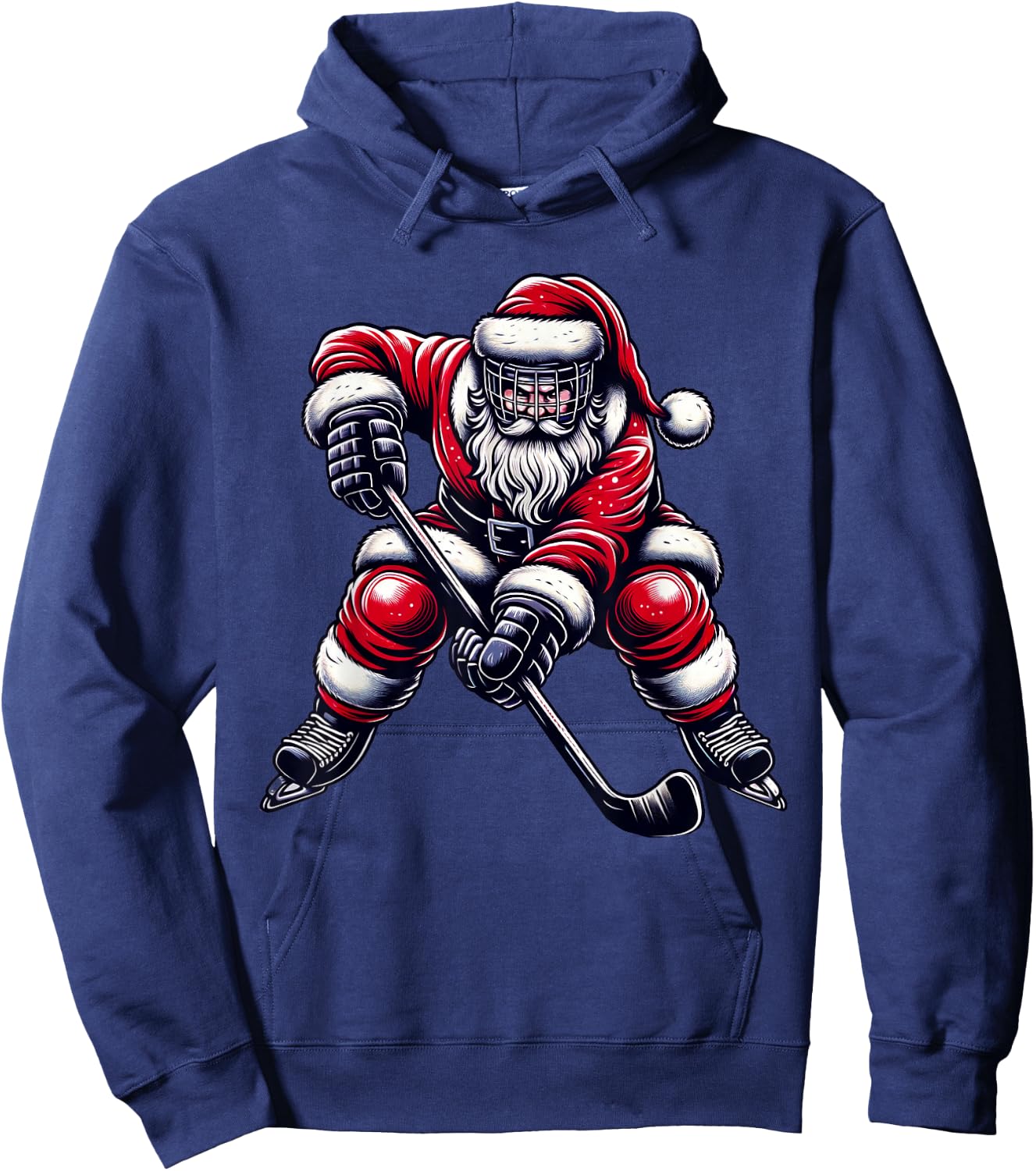 Christmas Sports Santa Plays Ice Hockey, Xmas Women Men Kids Hoodie - Hoodie | Navy