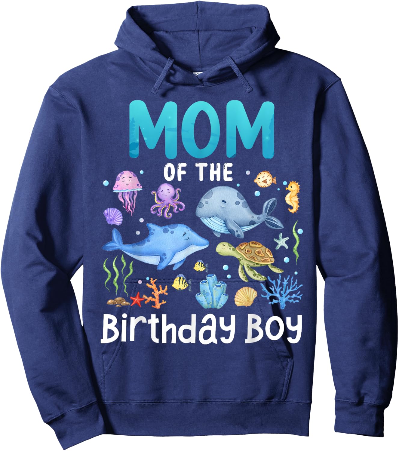 Mom Ocean Life Sea Aquarium Birthday Matching Family Hoodie - Hoodie | Navy