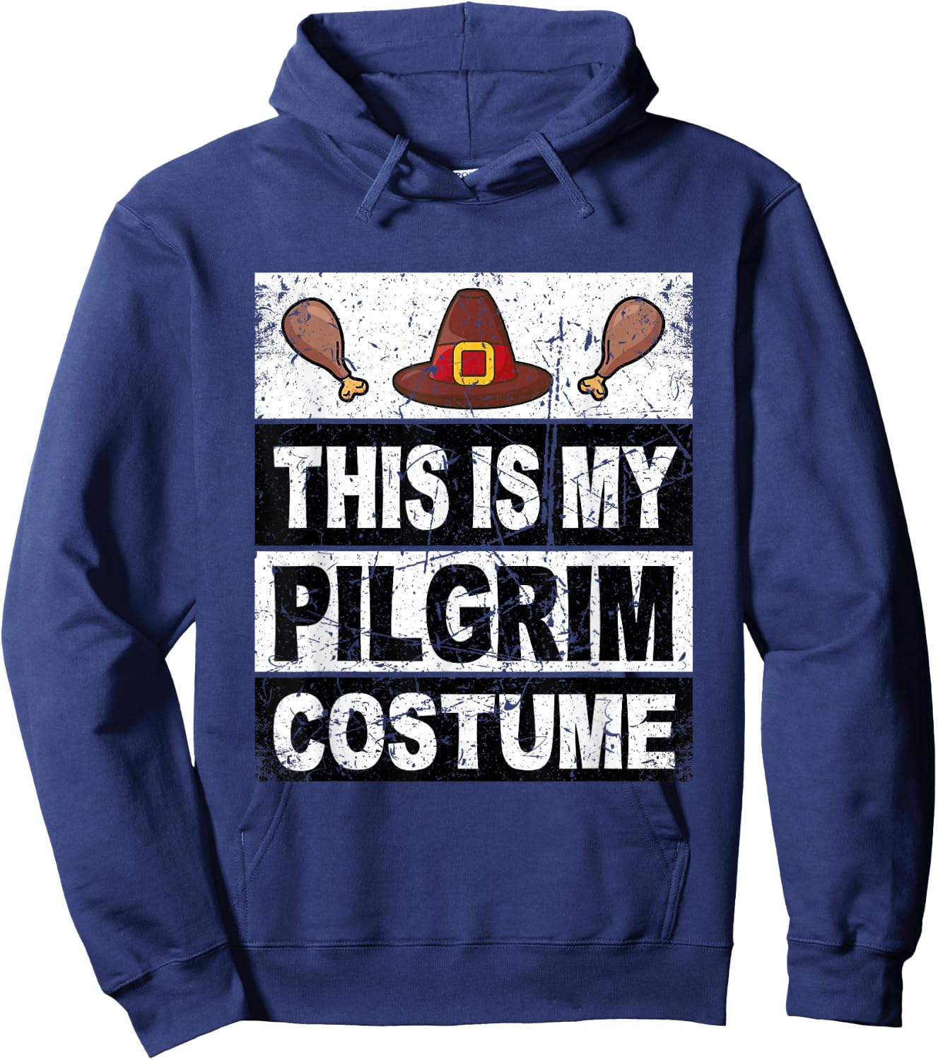 Retro Thanksgiving Shirt Pilgrim Costume Turkey Day Men Boys Hoodie - Hoodie | Navy