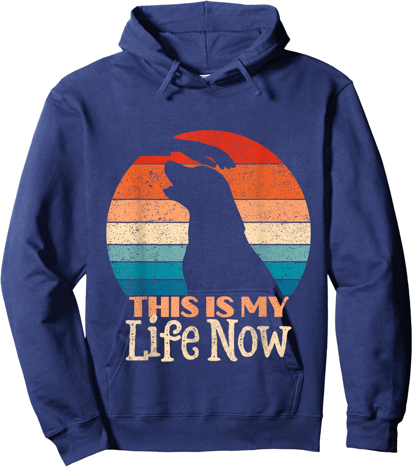 Distressed Retro Labrador Retriever This Is My Life Now Hoodie - Hoodie | Navy