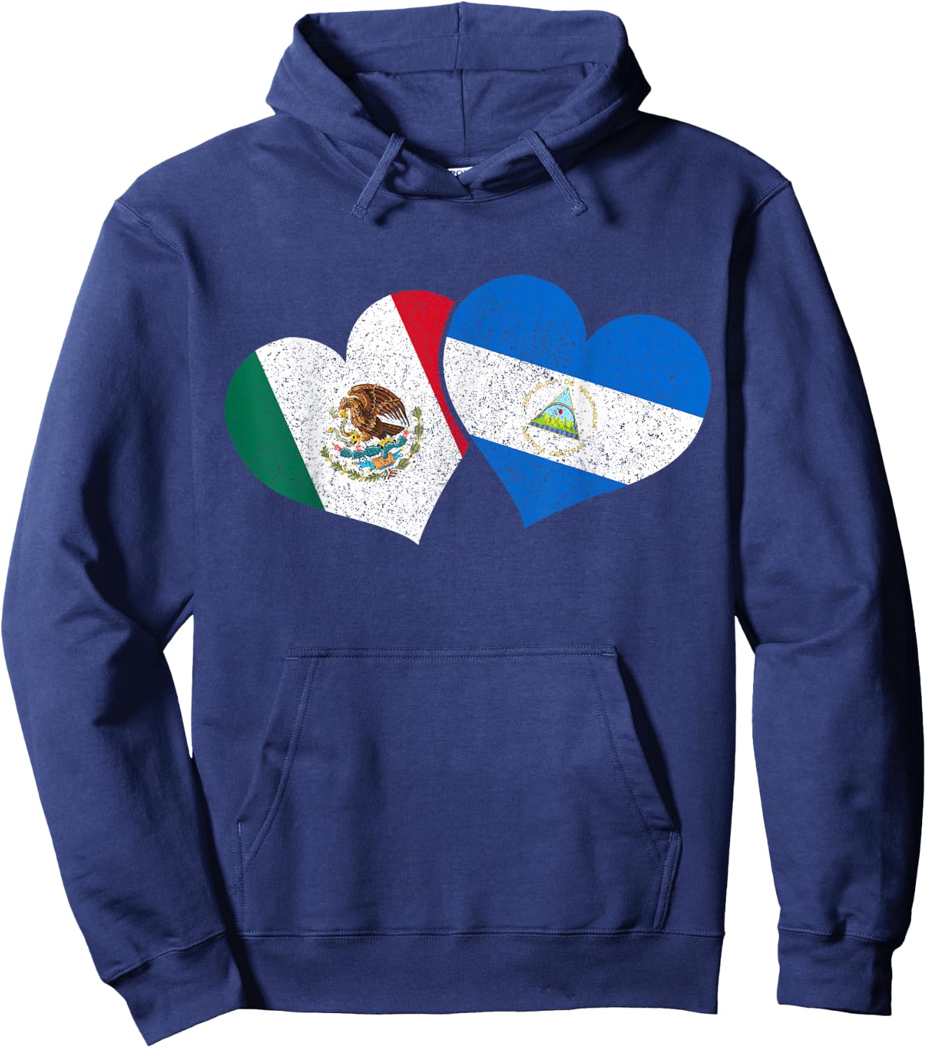 Mexico Nicaragua Hearts Mexican Nicaraguan Flag Pride Nica Hoodie - Hoodie | Navy