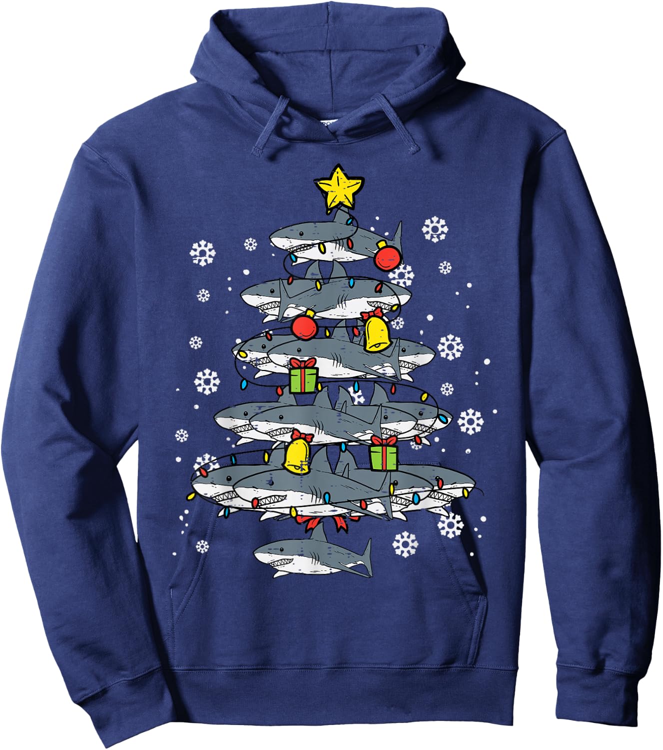 Sharks Christmas Tree Xmas Boys Toddler Kids Men Women Kids Hoodie - Hoodie | Navy