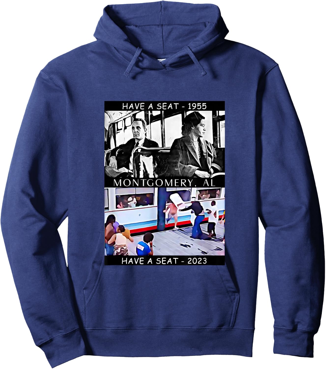 Montgomery Alabama Brawl Folding Chair Riverboat Fight 2023 Hoodie - Hoodie | Navy