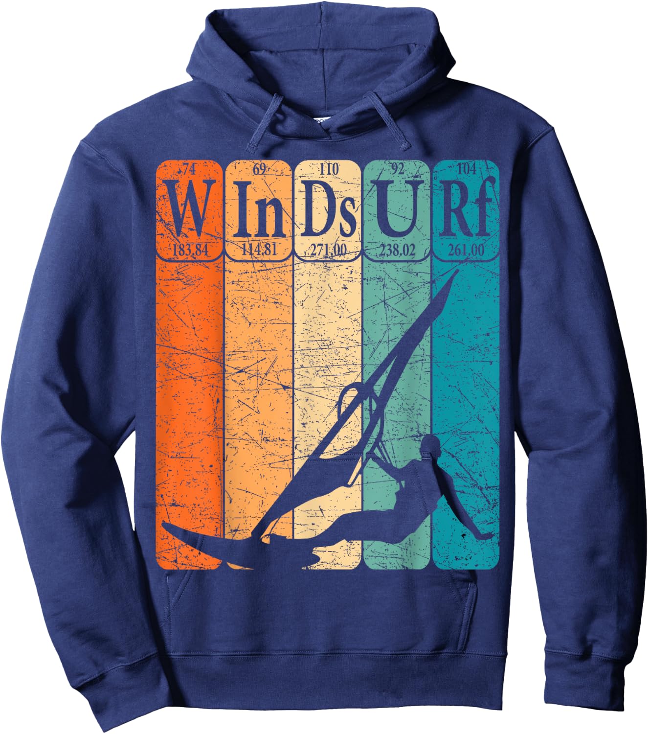 Windsurf Periodic Table Elements Windsurfing Retro Hoodie - Hoodie | Navy