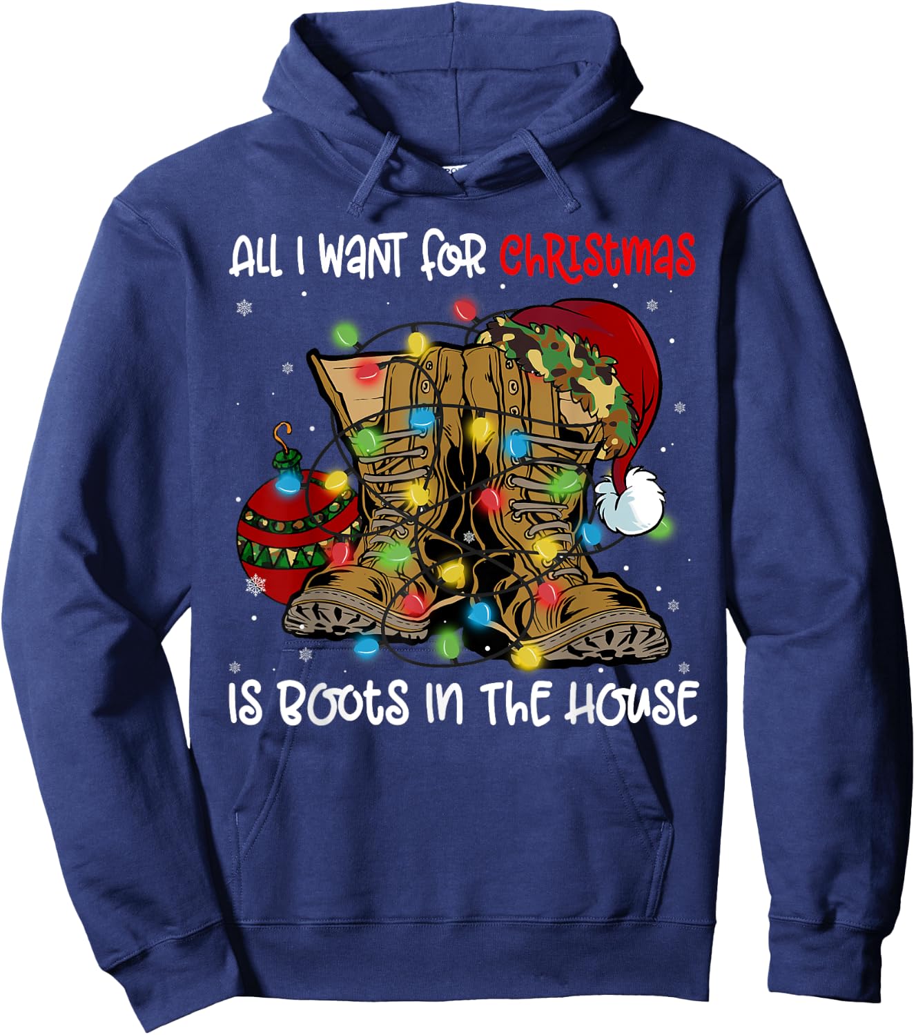 All I Want For Christmas Is Boots In The House Santa Hat Hoodie - Hoodie | Navy