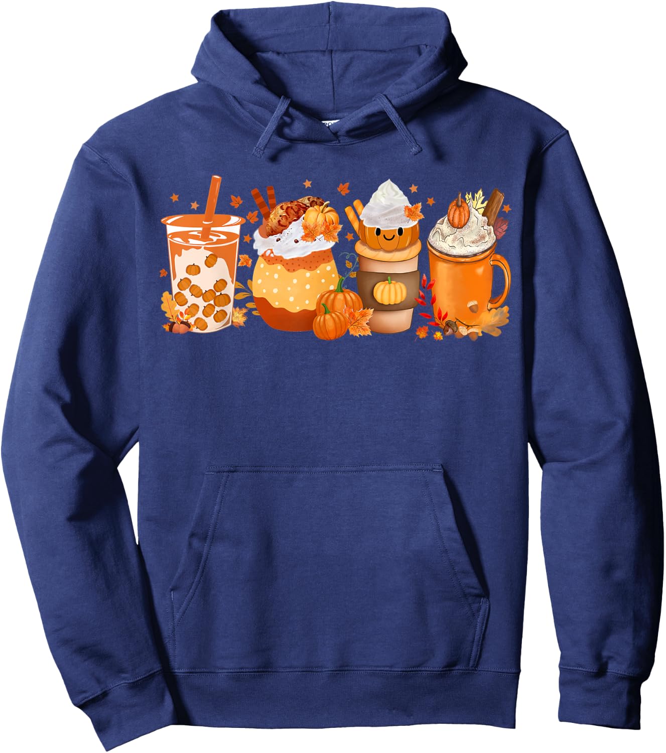 Pumpkin Spice Coffee Latte Fall Autumn Season Hello Fall Hoodie - Hoodie | Navy
