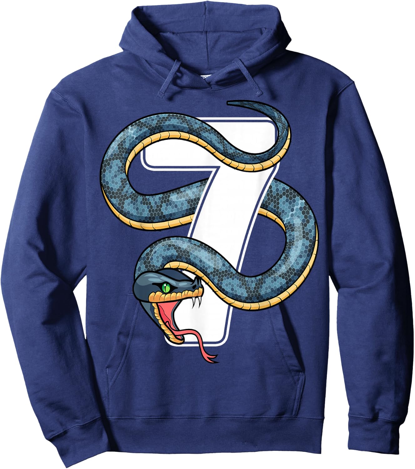 7th Birthday Snake Lover Seven 7 Year Old Birthday Boy Girl Hoodie - Hoodie | Navy