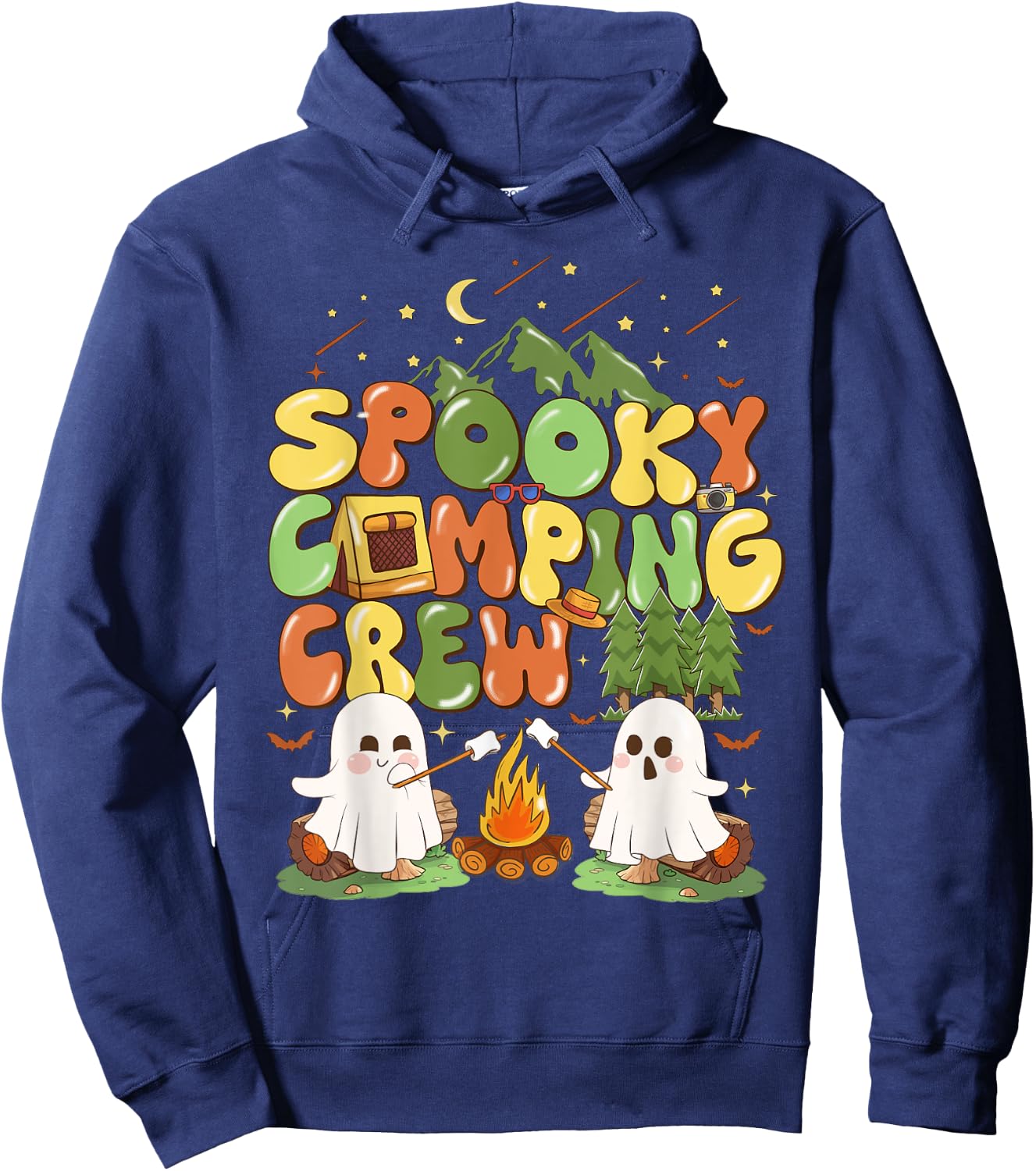 Spooky Camping Crew Halloween Cute Boo Ghost Hoodie - Hoodie | Navy