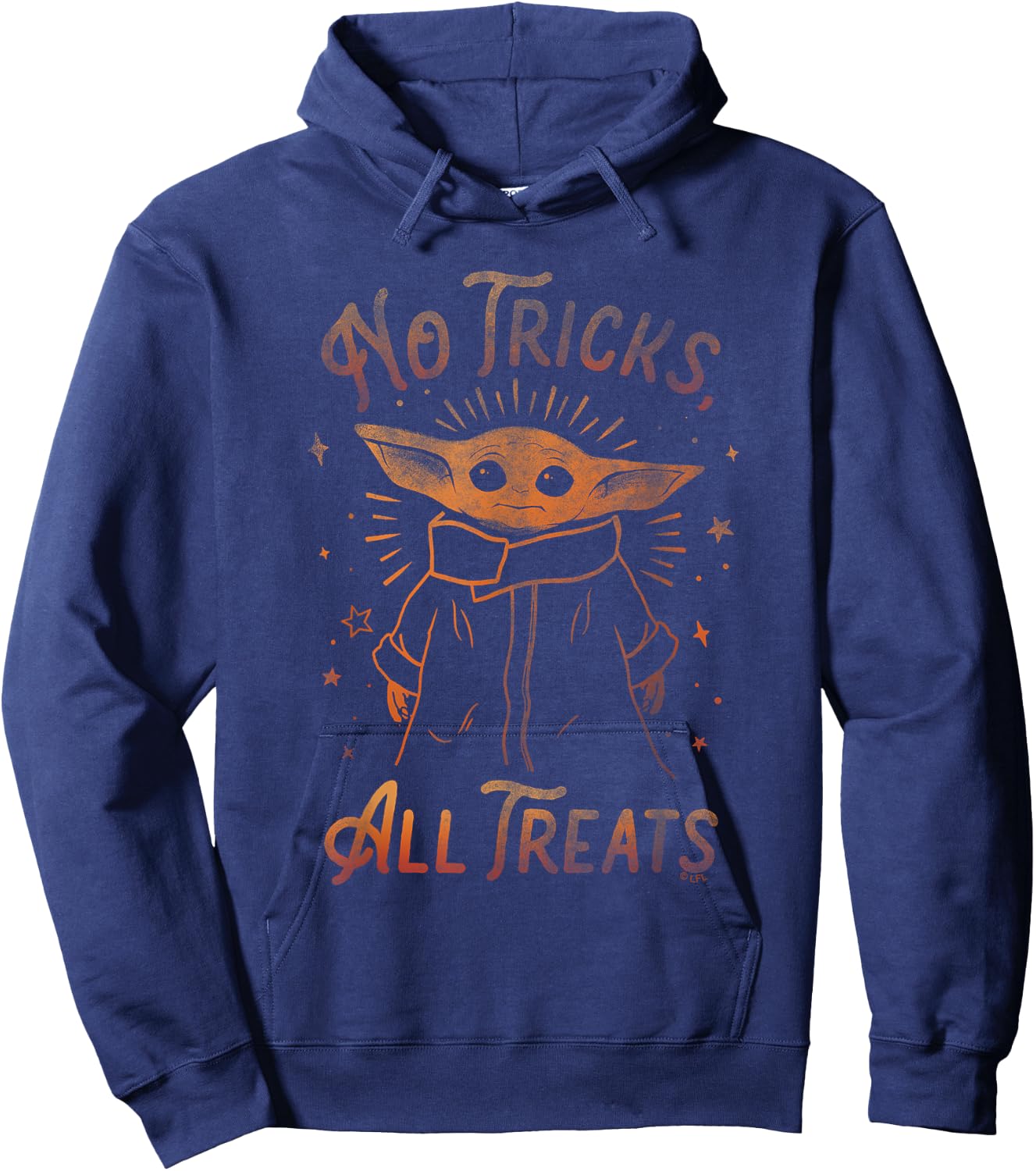 Star Wars: The Mandalorian Halloween All Treats Distressed Hoodie - Hoodie | Navy